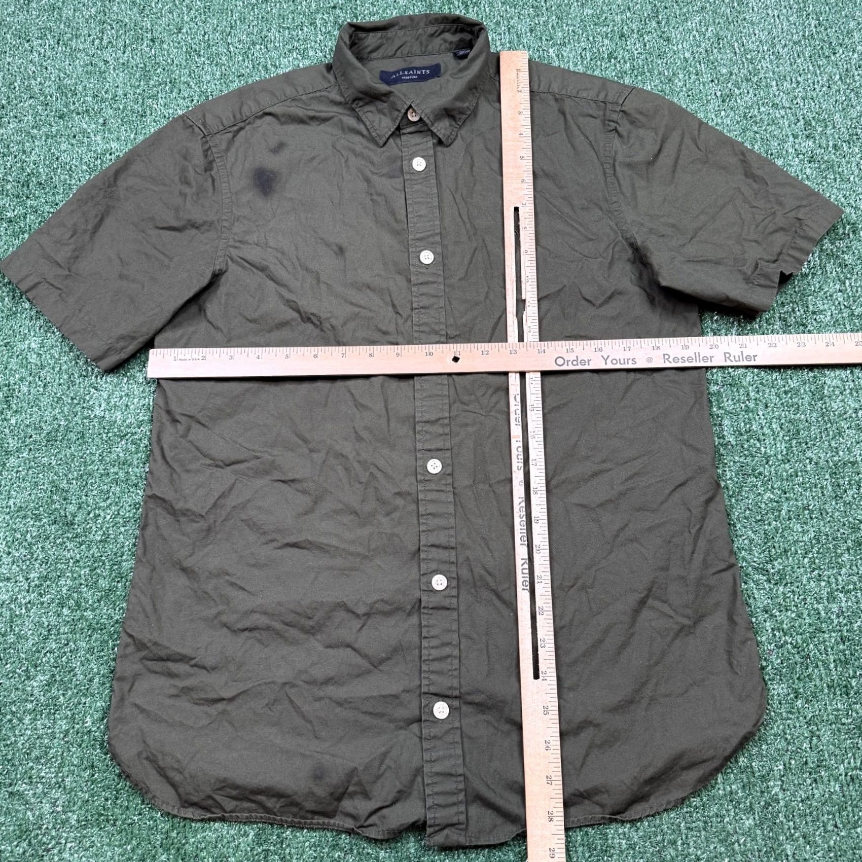 Allsaints Allsaints Button Up Shirt Mens Size M Green Short Sleeve Preppy Size US M / EU 48-50 / 2 - 5 Thumbnail