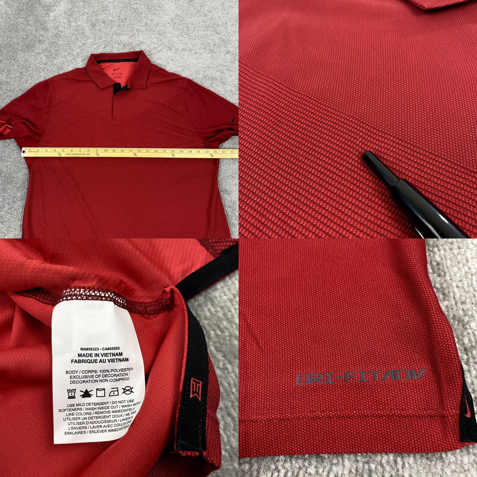Nike VINTAGE NIKE Tiger Woods Polo Mens Large Sunday Red Snap Collar Dri-Fit ADV Golf Shirt Size US L / EU 52-54 / 3 - 8 Thumbnail