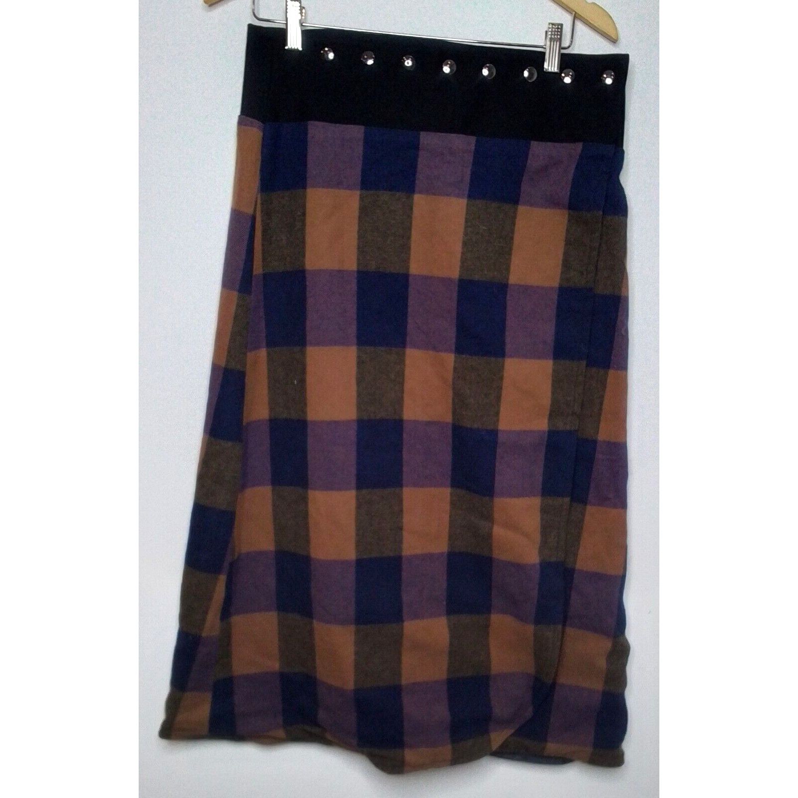 Other Top Skirt Women's Buffalo Plaid Design Blue/Brown #W2947 Size 33" - 2 Thumbnail