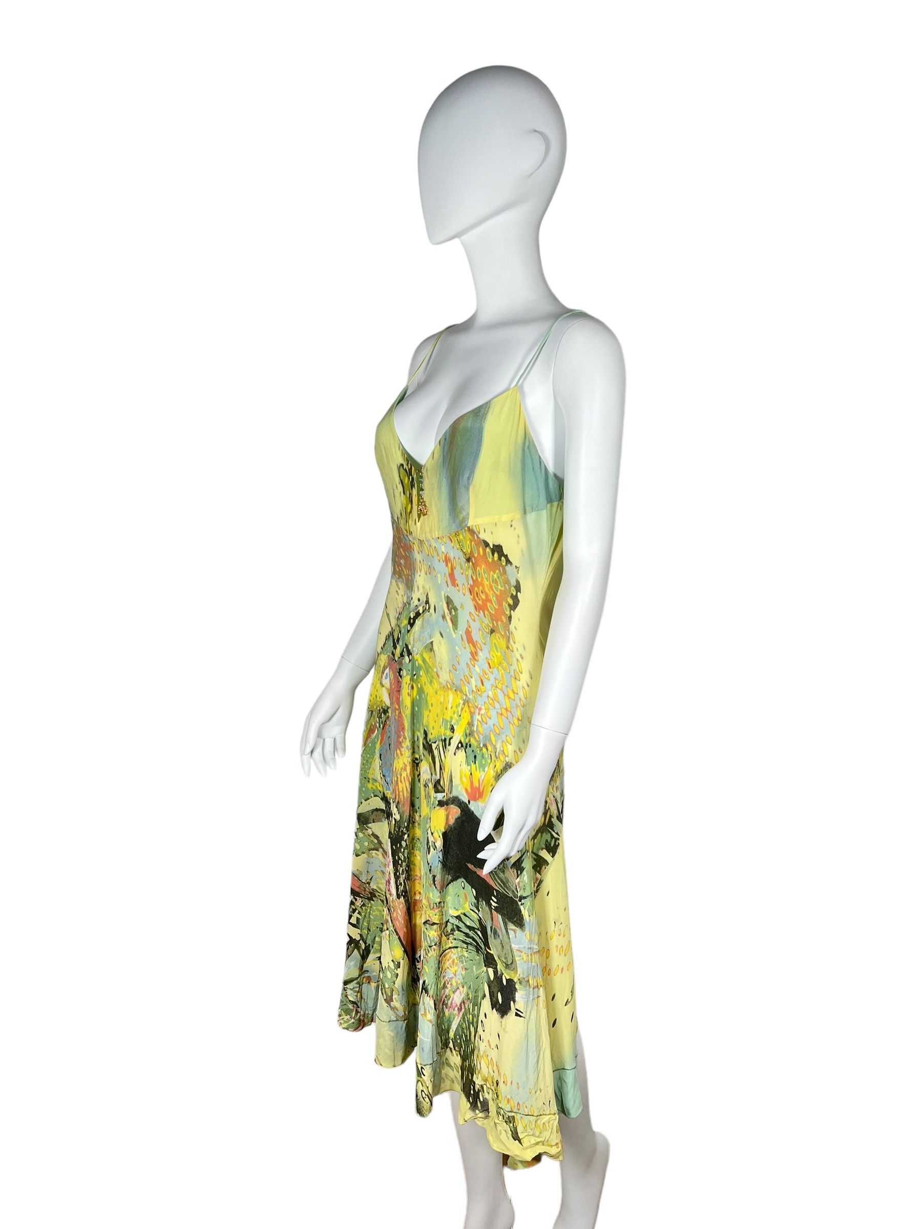 Roberto Cavalli Roberto Cavalli 1990s Parrot & Jungle Dress Size L / US 10 / IT 46 - 2 Thumbnail