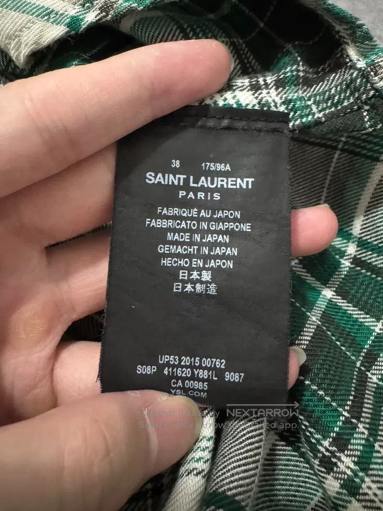 Saint Laurent Paris Saint Laurent Paris Mud-Dyed Green Checkered Shirt Size XS / US 0-2 / IT 36-38 - 5 Thumbnail