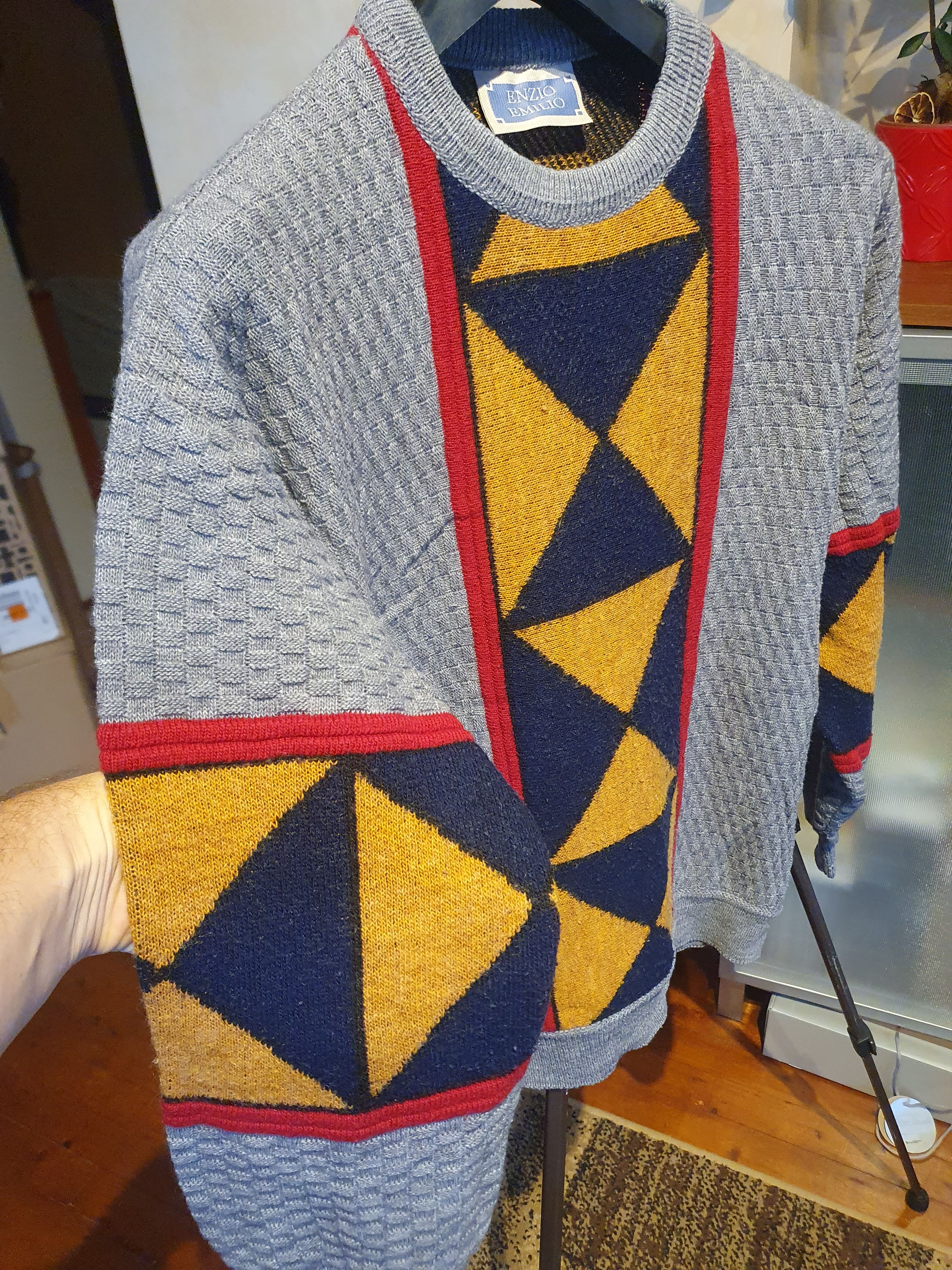 Vintage Enzio Emilio Vintage Sweater Geometric Pattern sz L? Size US L / EU 52-54 / 3 - 8 Thumbnail