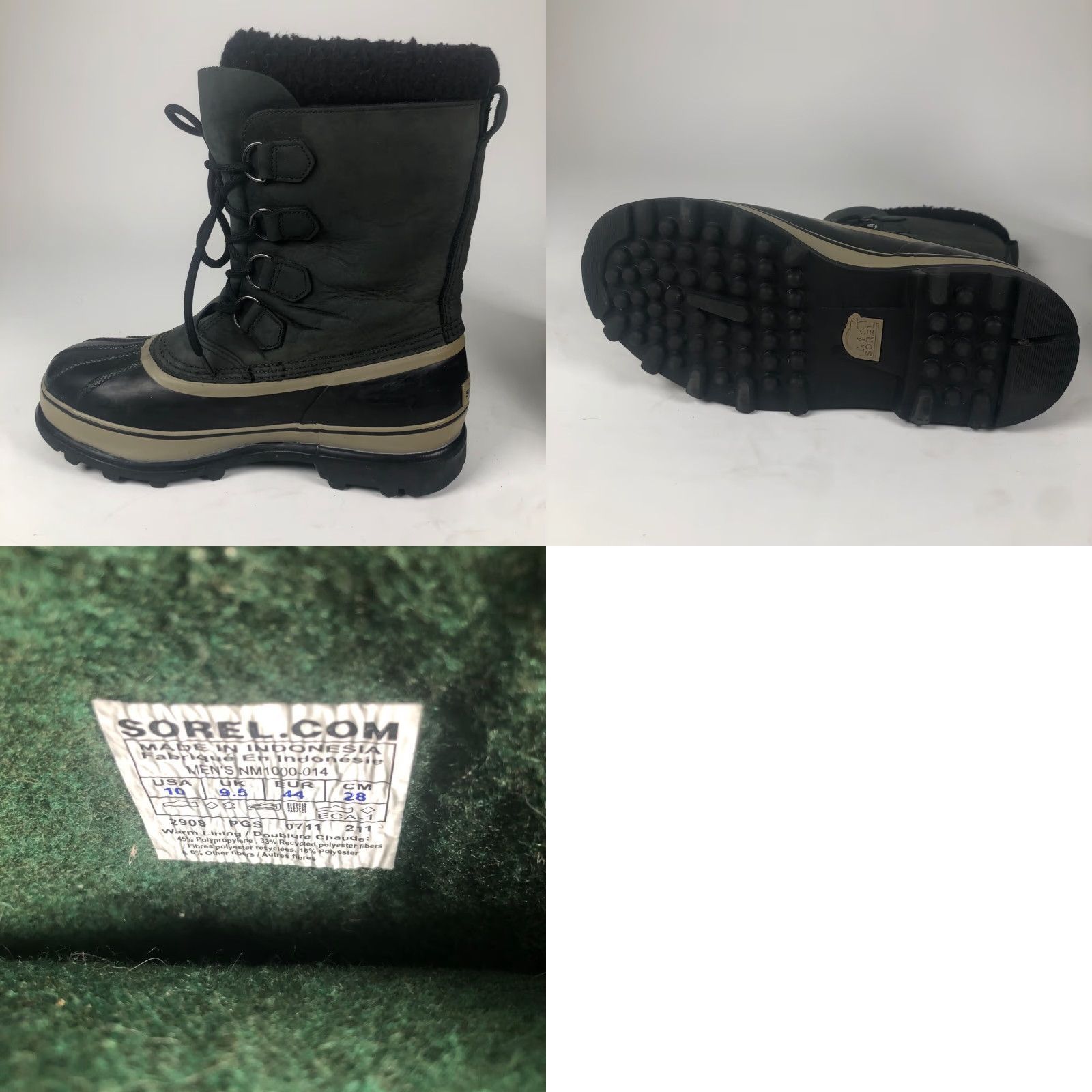 SOREL Sorel Caribou Boots Mens Size 10 US 44 Green Leather Black Rubber Waterproof Insulated Wool Lining Mid-Calf Snow Boot Size US 10 / EU 43 - 8 Thumbnail