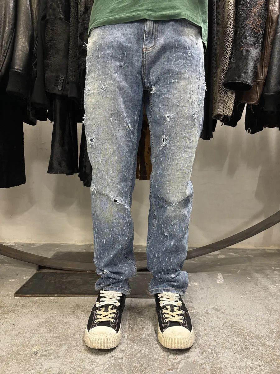 Versace Versace Blue Ripped Denim Jeans Size US 31 - 1 Thumbnail