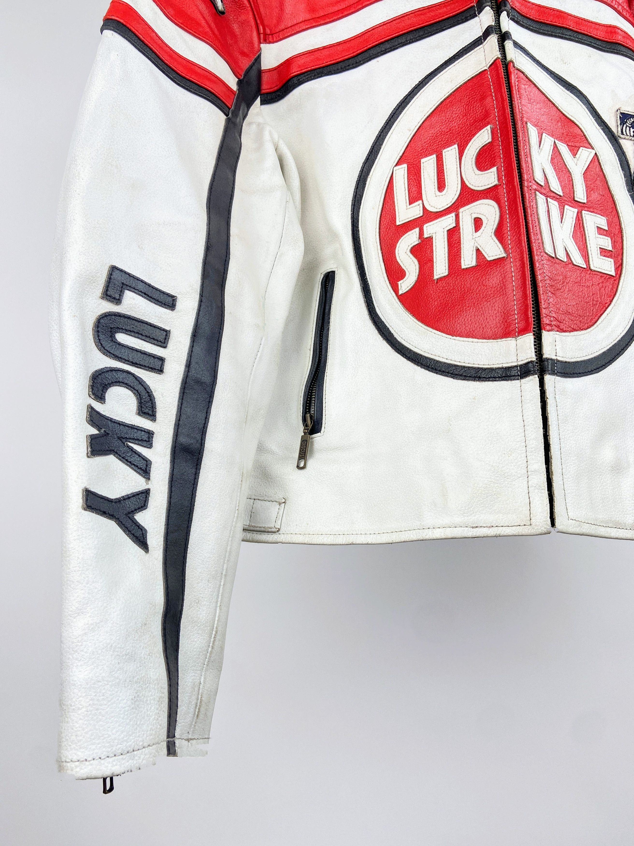 Vintage 🔥 Lucky Strike Retro Biker Leather Jacket Streetwear Racing Size US L / EU 52-54 / 3 - 5 Thumbnail
