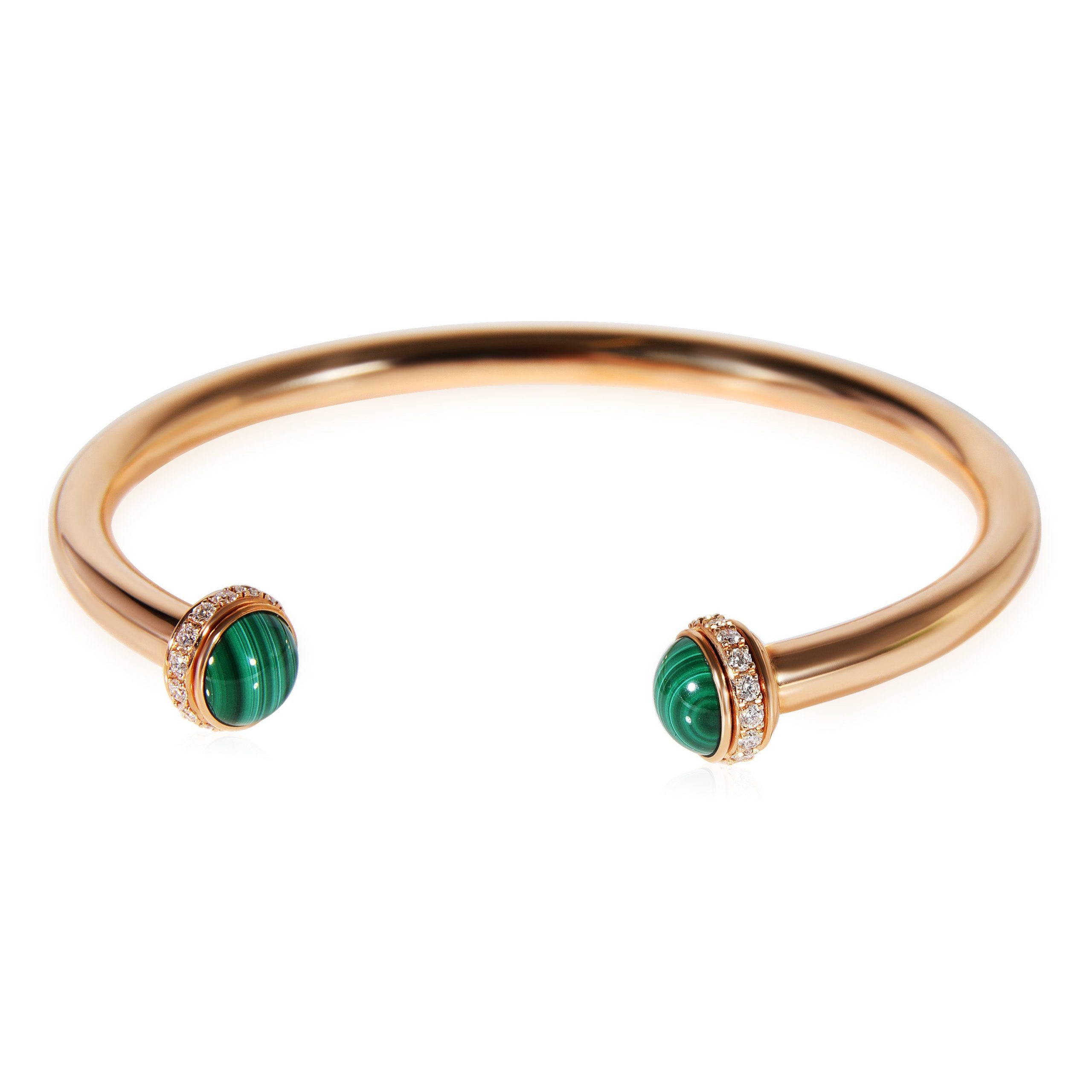 image of Piaget Possession Malachite Diamond Bangle In 18K Rose Gold 0.38 Ctw, Women's
