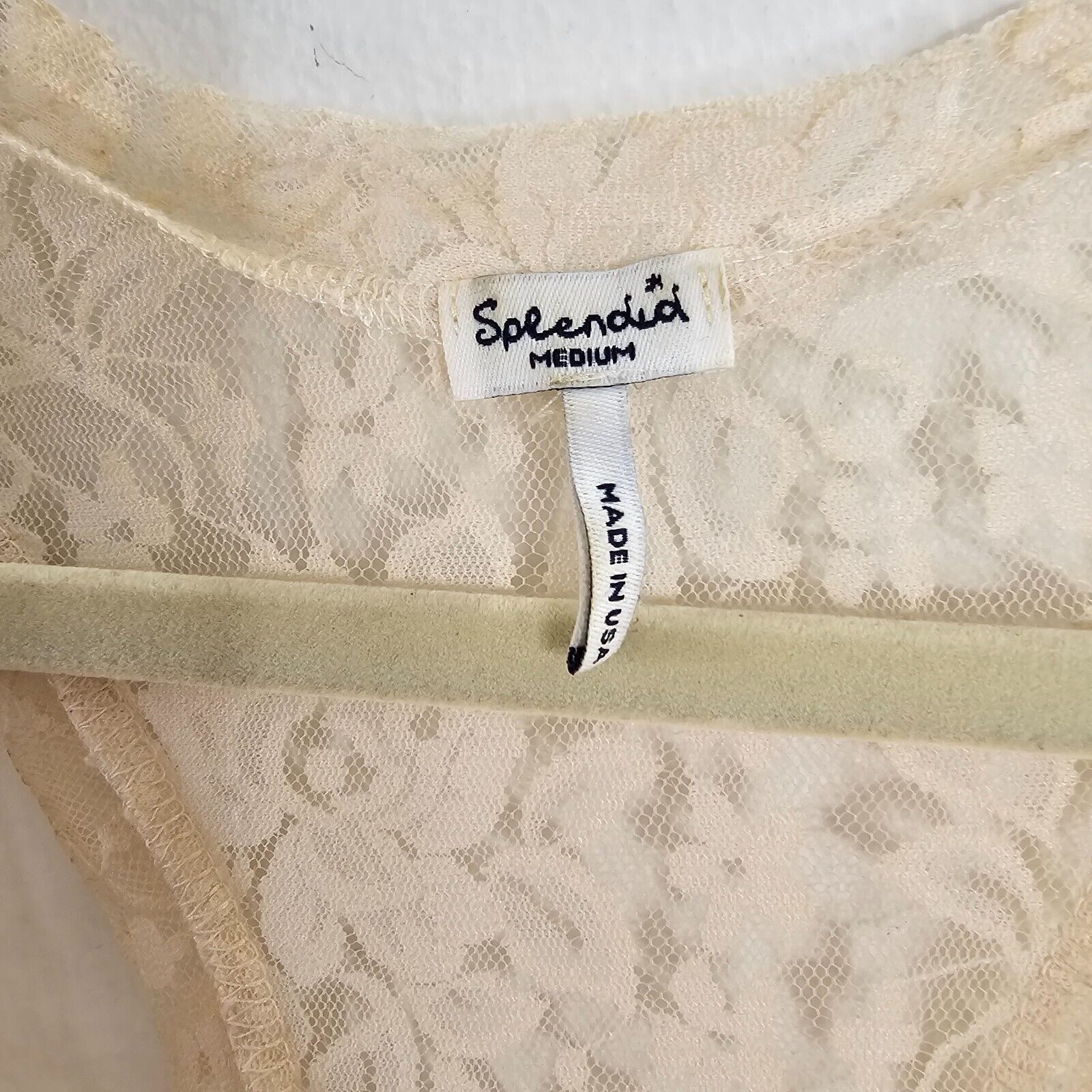 Other Splendid Cream Lace Scoop Neck Breast Pocket Racerback Tank Size M / US 6-8 / IT 42-44 - 4 Thumbnail