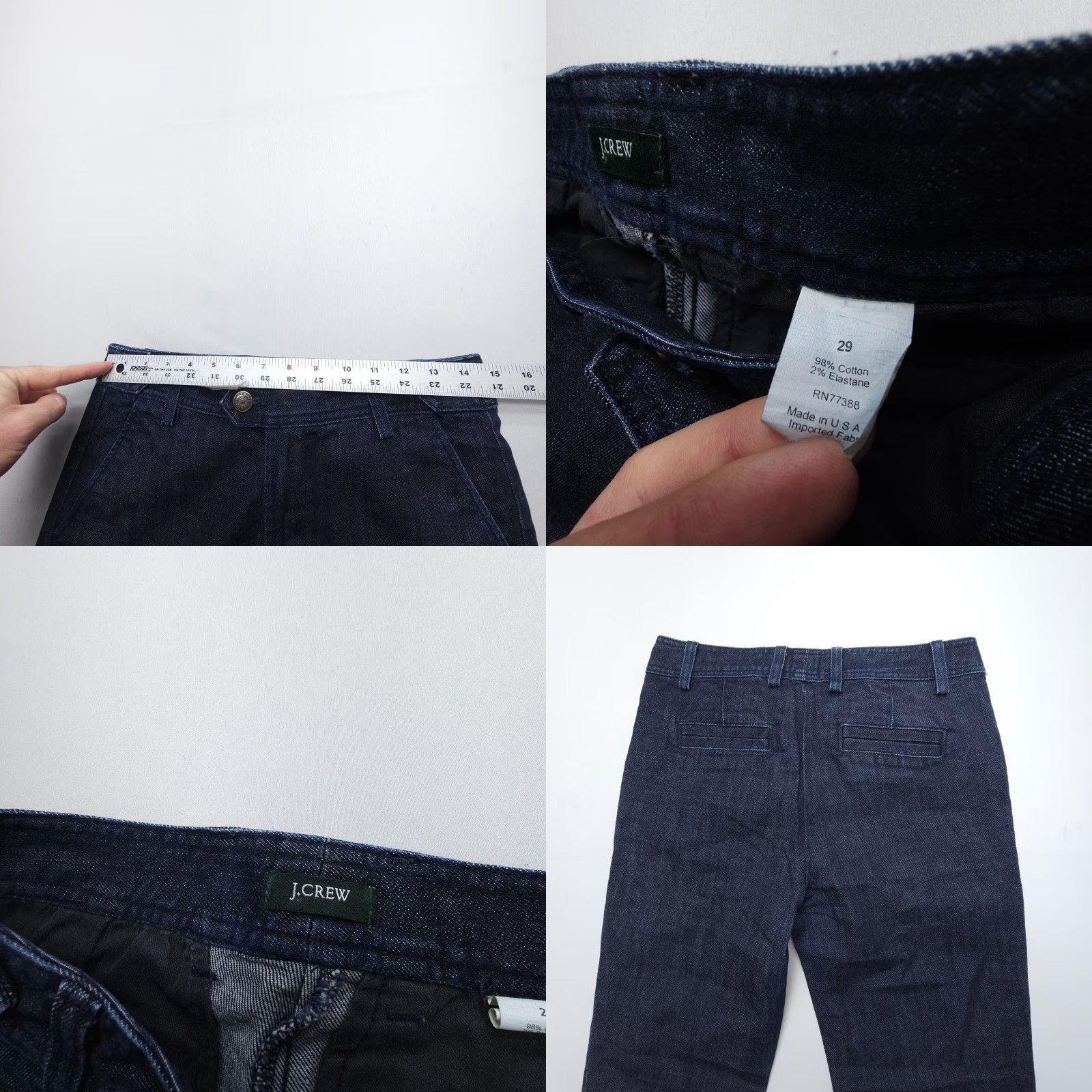 J.Crew VINTAGE J.CREW Jeans Wide-Leg Dark Wash 29x30 5-Pocket Denim Blue Women Baggy 90s Bohemian USA Made Jeans Size 29" - 8 Thumbnail