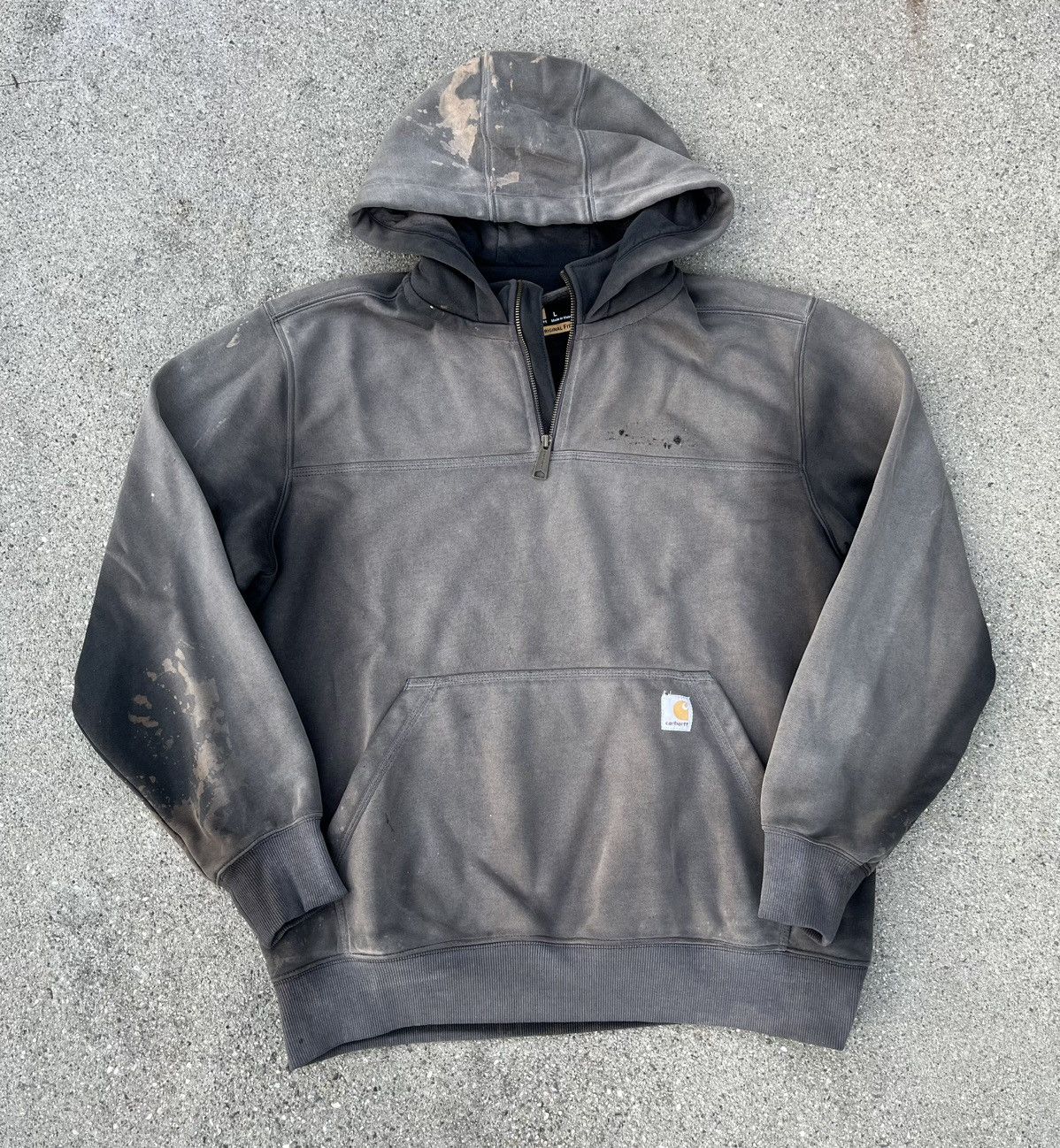 Custom Carhartt 1/4 Zip Hoodie Sun Fade Thrash Rain Defender