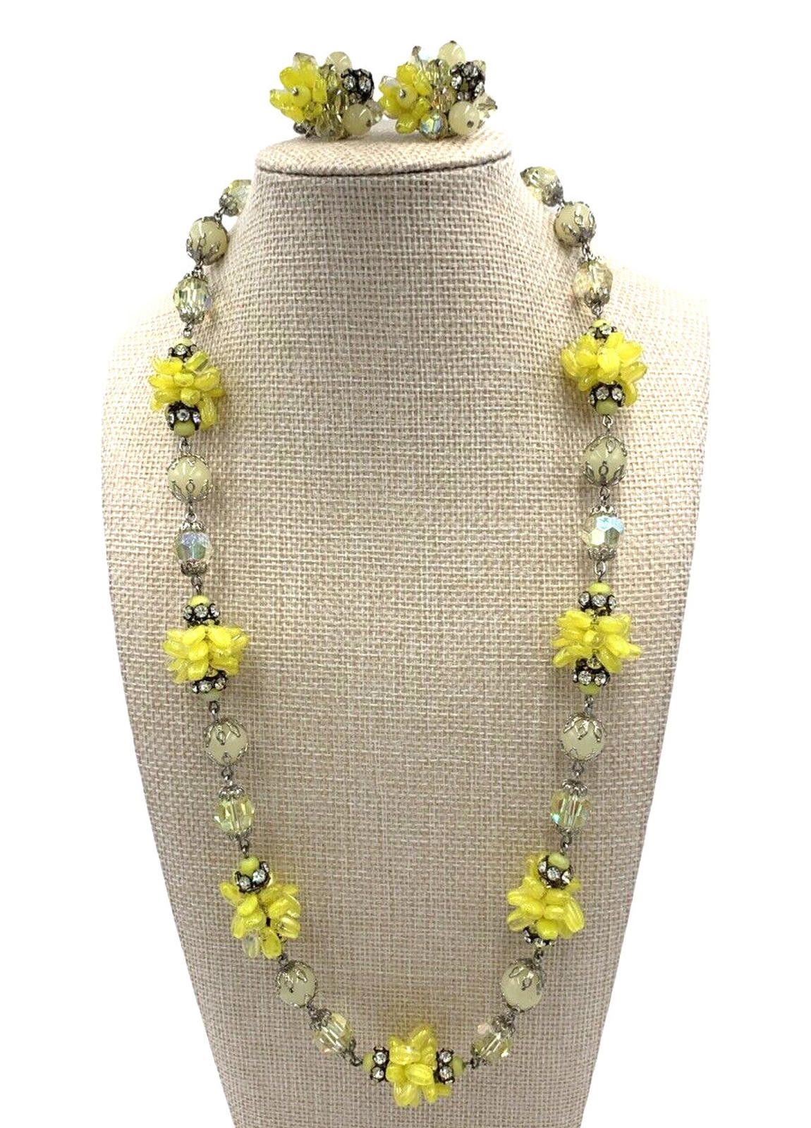 Other Vendome Yellow Glass Bead Cluster AB Necklace & Earrings Size ONE SIZE - 2 Thumbnail