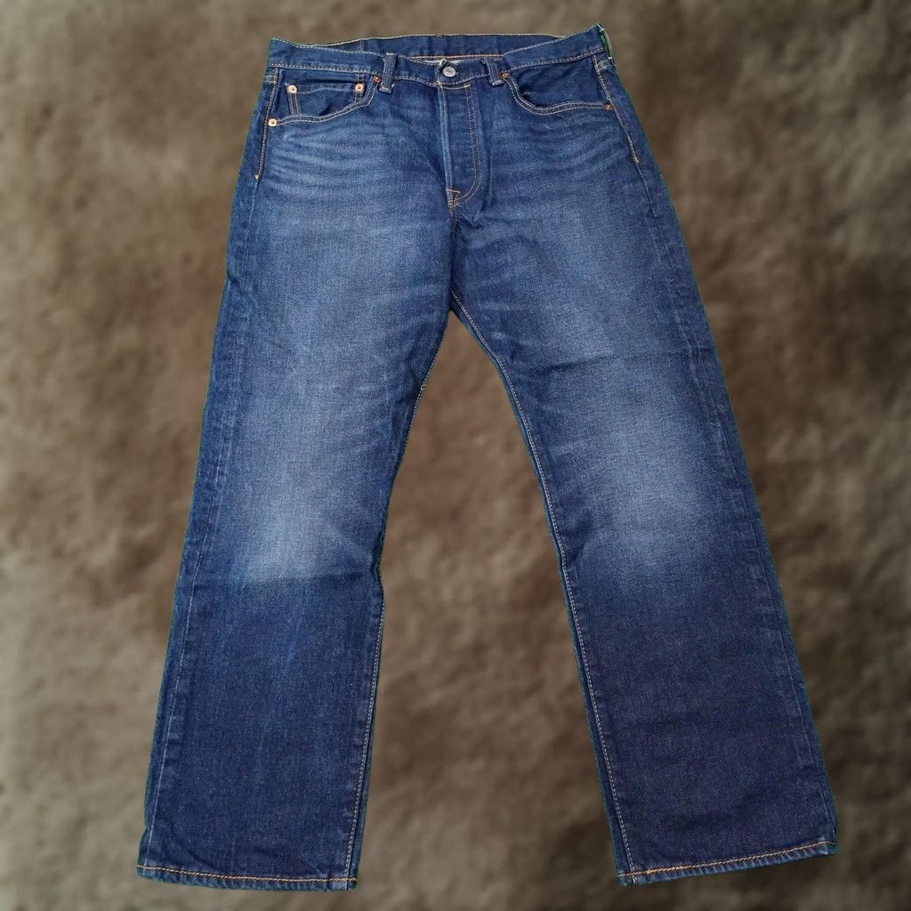 Levi's Levi's 501 Jeans Mens 33x28 Blue Denim Button Fly Straight Regular Size US 33 - 1 Thumbnail