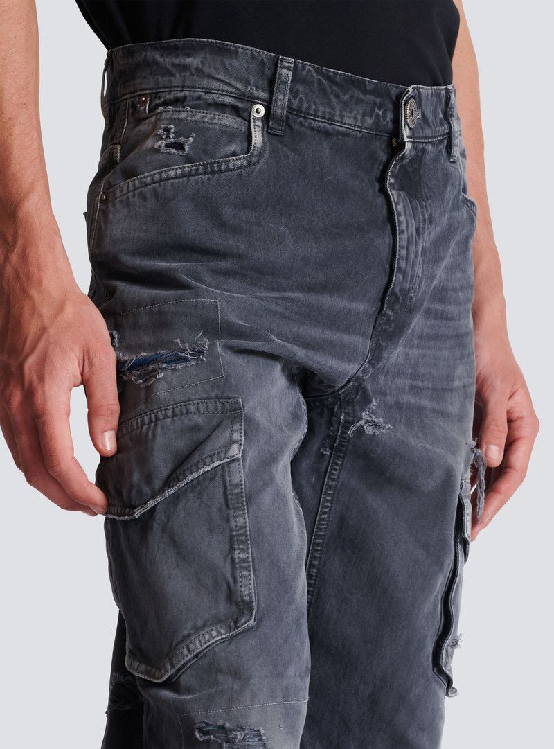 Balmain o1y0426 Cargo Denim Pant in Dark Gray Size US 31 - 2 Thumbnail