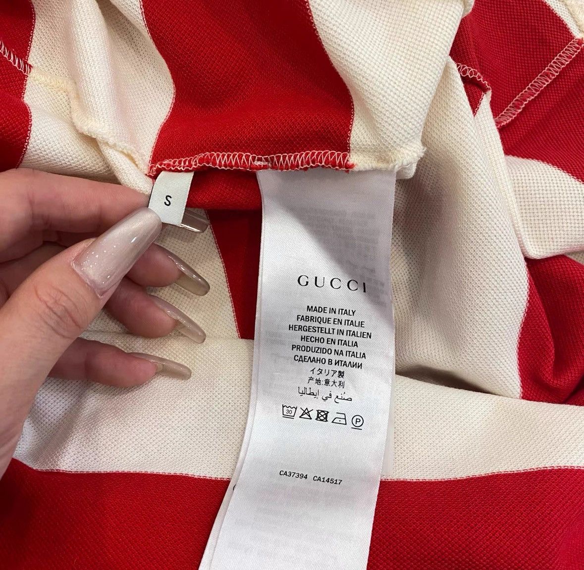 Gucci GucciWhite and red striped classic double G embroidery polo Size US S / EU 44-46 / 1 - 7 Thumbnail