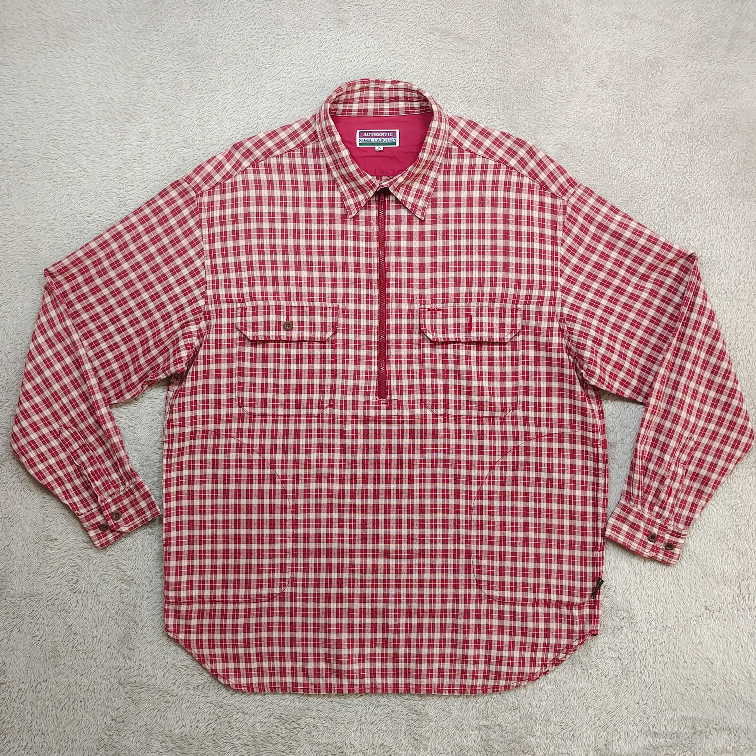 Nigel Cabourn Vintage Nigel Cabourn Authentic Red Gingham Half-Zip Smock Size US L / EU 52-54 / 3 - 1 Thumbnail