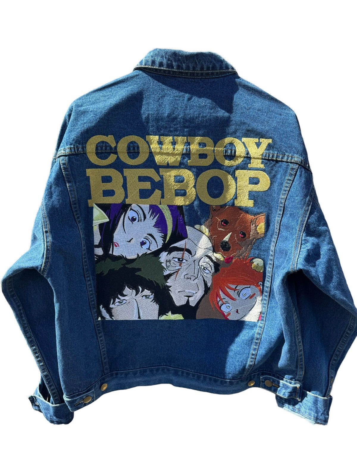 image of Vintage Denim Cowboy Bepop Jacket 90’S Anime Dbz 1Piece in Blue, Men's (Size XL)