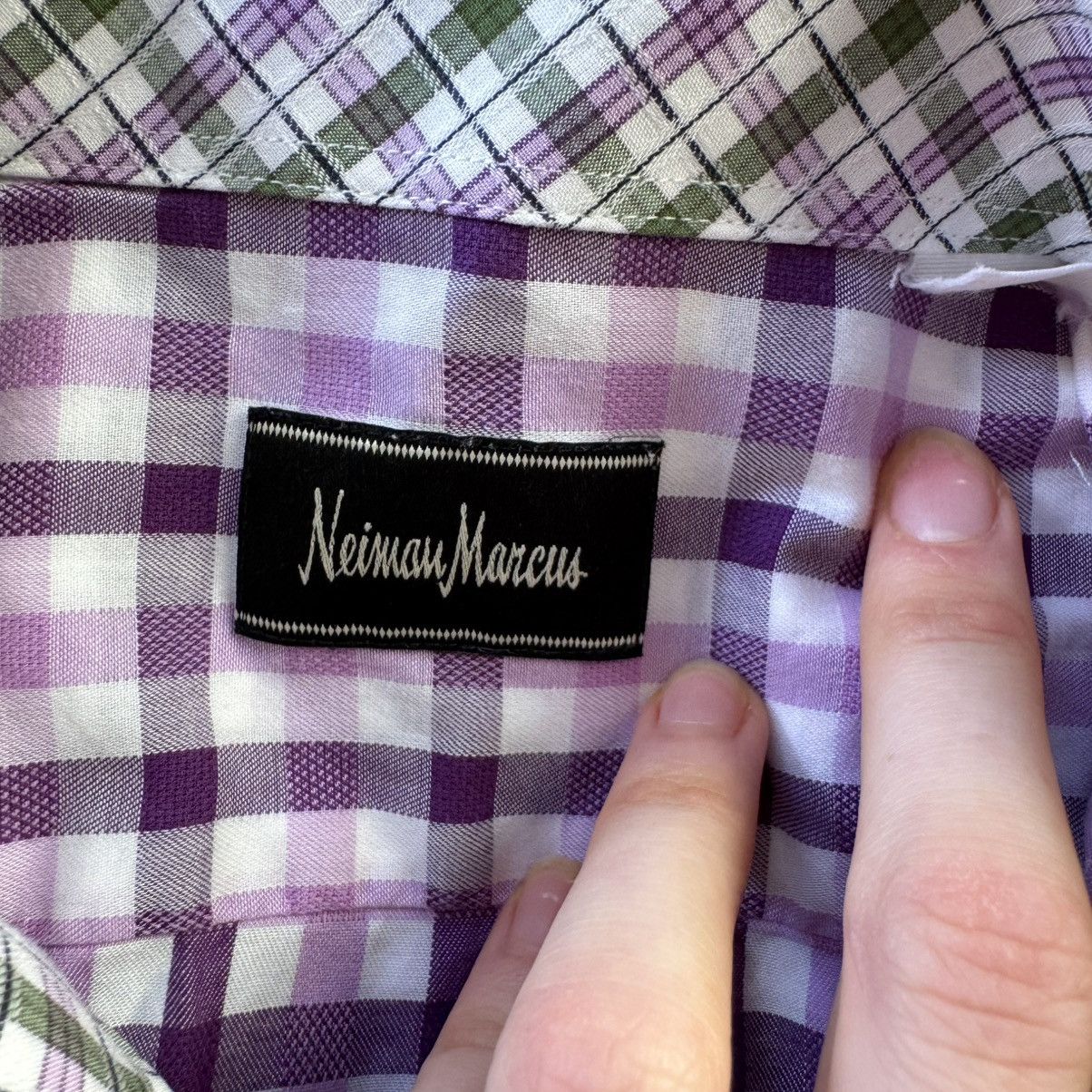Neiman Marcus Neiman Marcus Cotton Plaid Button-Down Shirt Size US L / EU 52-54 / 3 - 4 Thumbnail
