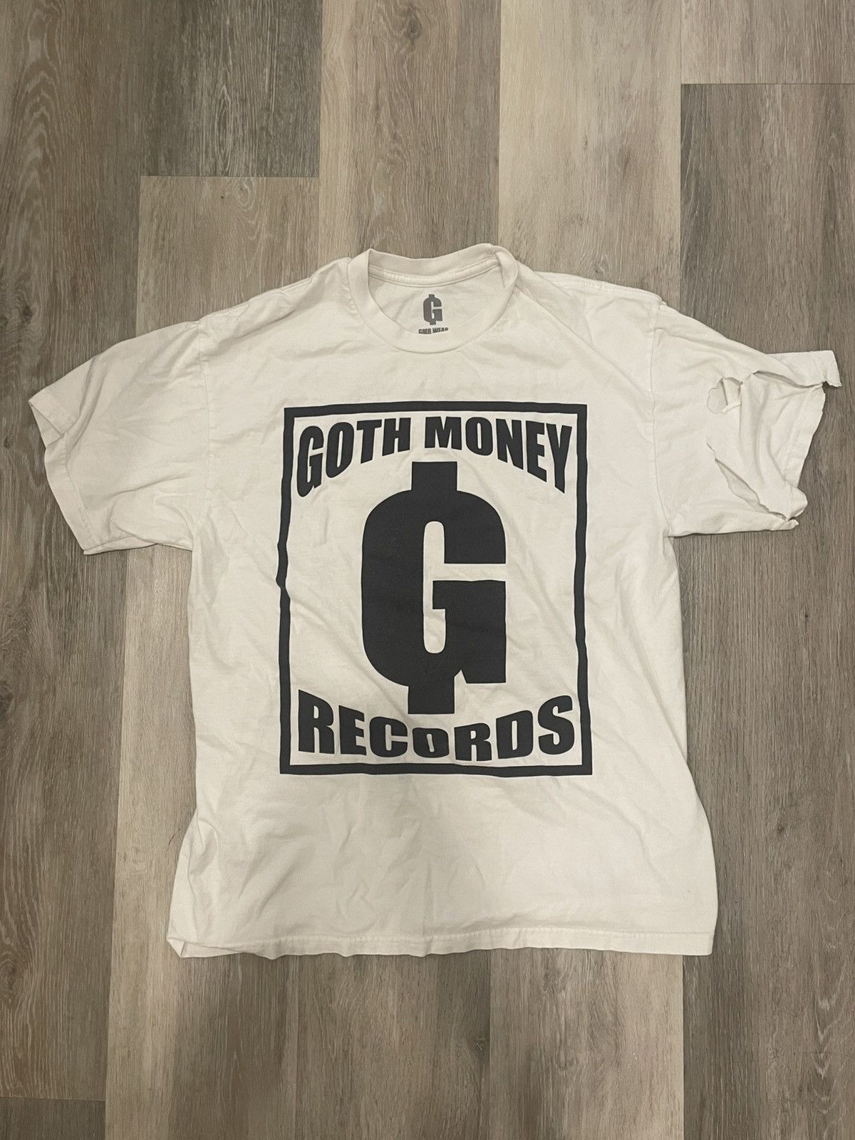 Drain Gang × Goth Money GOTH MONEY RECORDS og logo white t-shirt Size US L / EU 52-54 / 3 - 1 Thumbnail