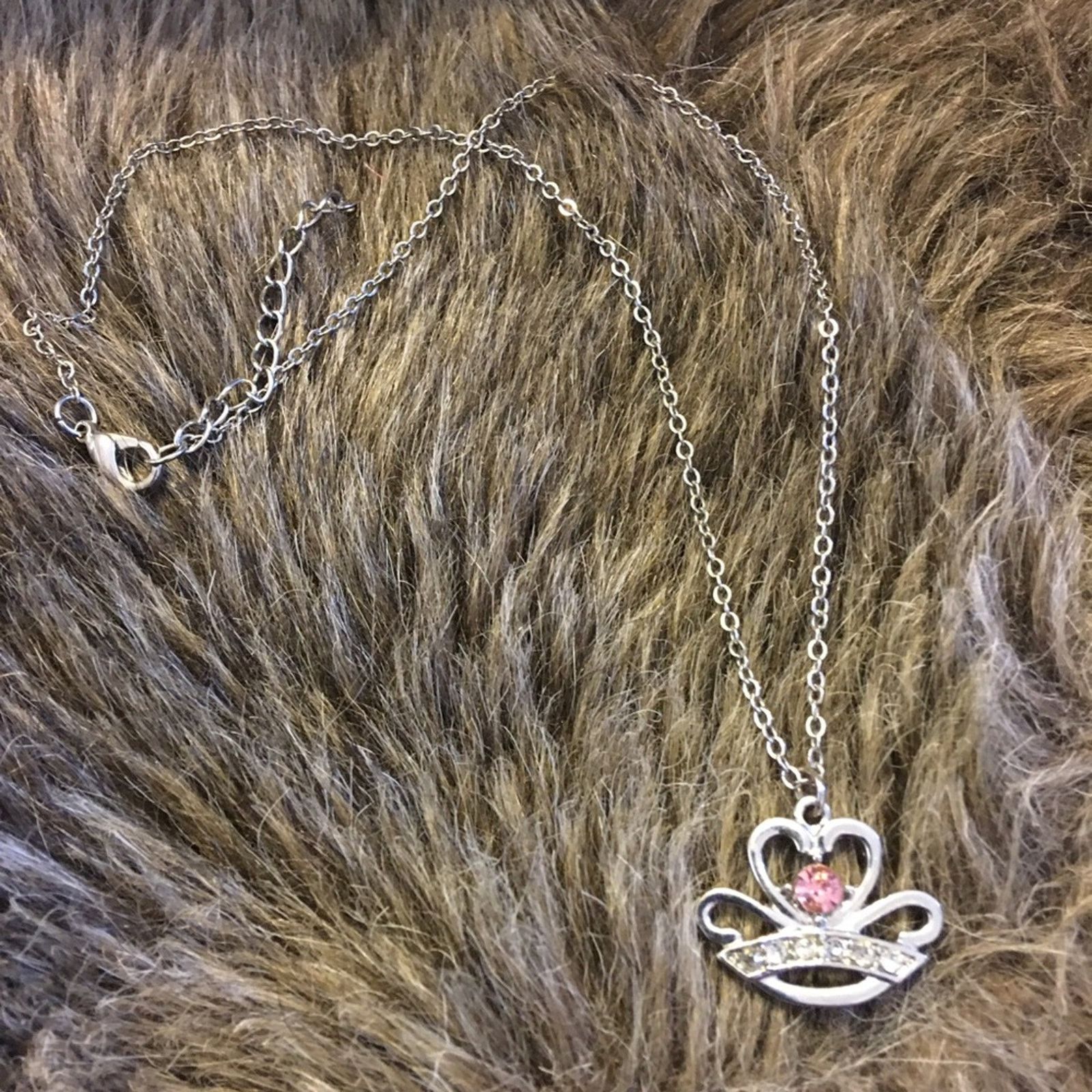 Jewelry Pink & clear crystal heart pendant on chain Size ONE SIZE - 8 Thumbnail