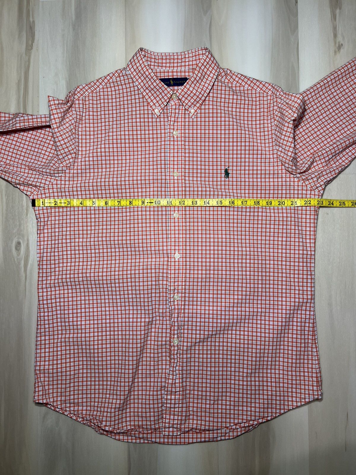 Polo Ralph Lauren Polo Ralph Lauren Shirt Men Sz Large Orange Gingham Check Size US L / EU 52-54 / 3 - 6 Thumbnail