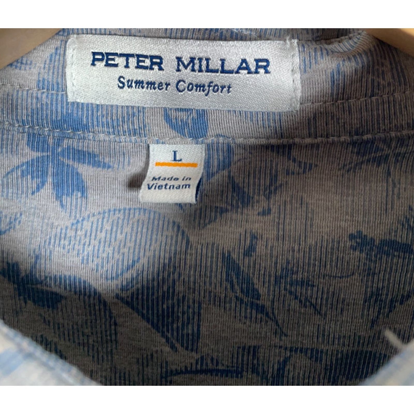 Peter Millar Peter Millar Summer Comfort Polo Shirt Men's Large Gray Blue Floral Pattern Size US L / EU 52-54 / 3 - 3 Thumbnail