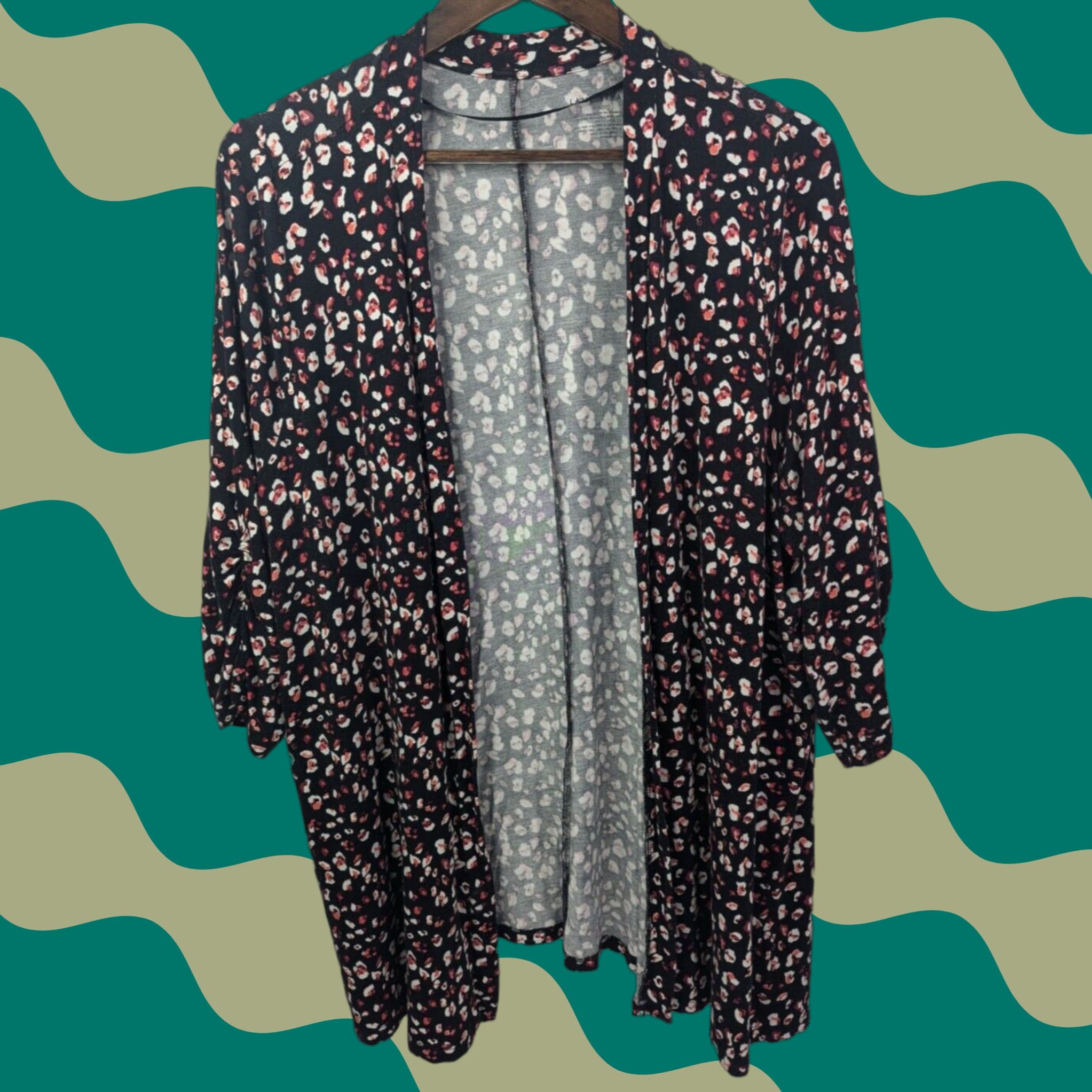 Vintage VINTAGE Lane Bryant Cardigan Open Floral Rose Long Sleeve Plus 18/20 Black Women Sweater Girls Mens Size XXL / US 16-18 / IT 52-54 - 1 Thumbnail