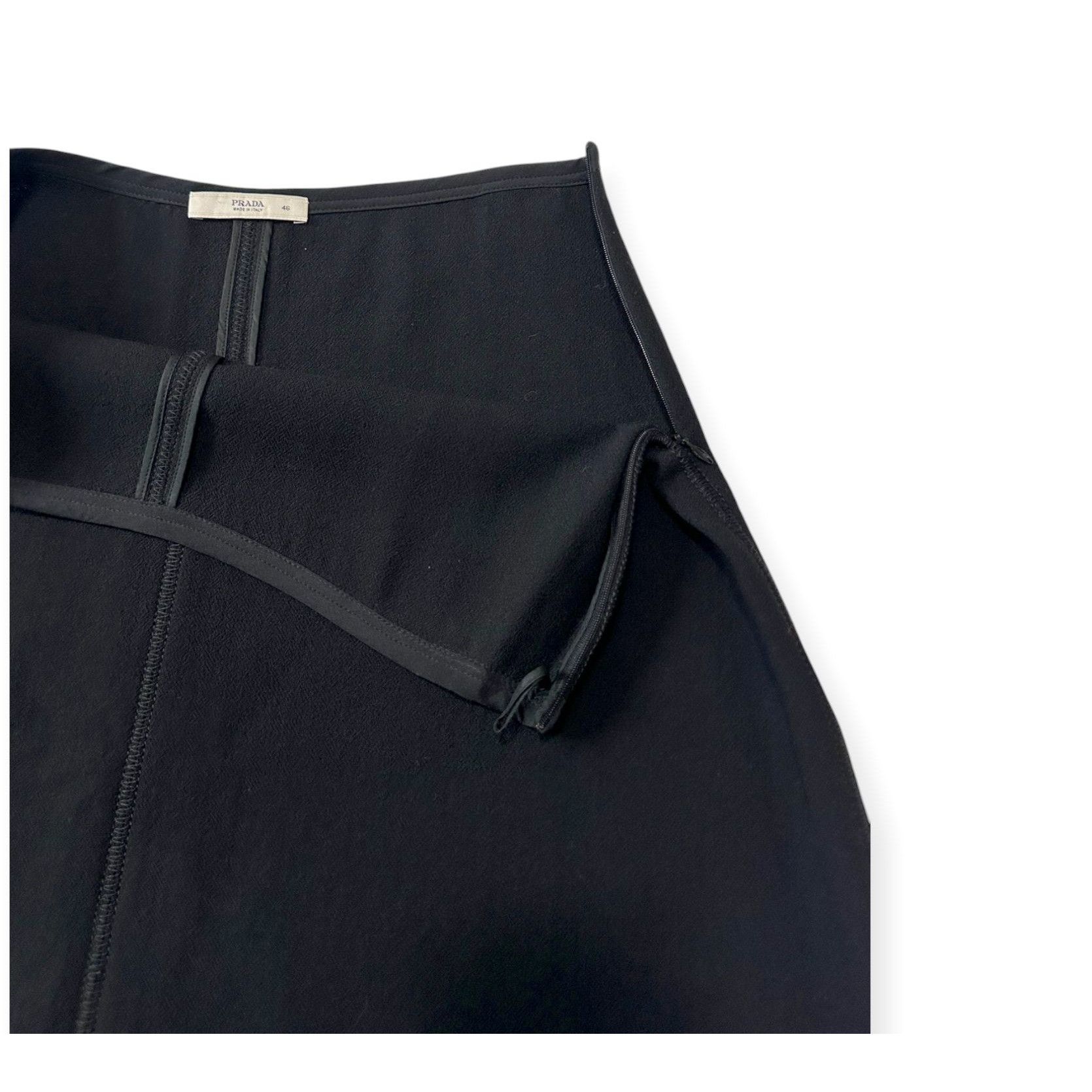 Prada Prada Black Wool A-Line Skirt IT 46 / US 10 Ribbon Bow Trim Size 32" / US 10 / IT 46 - 6 Thumbnail
