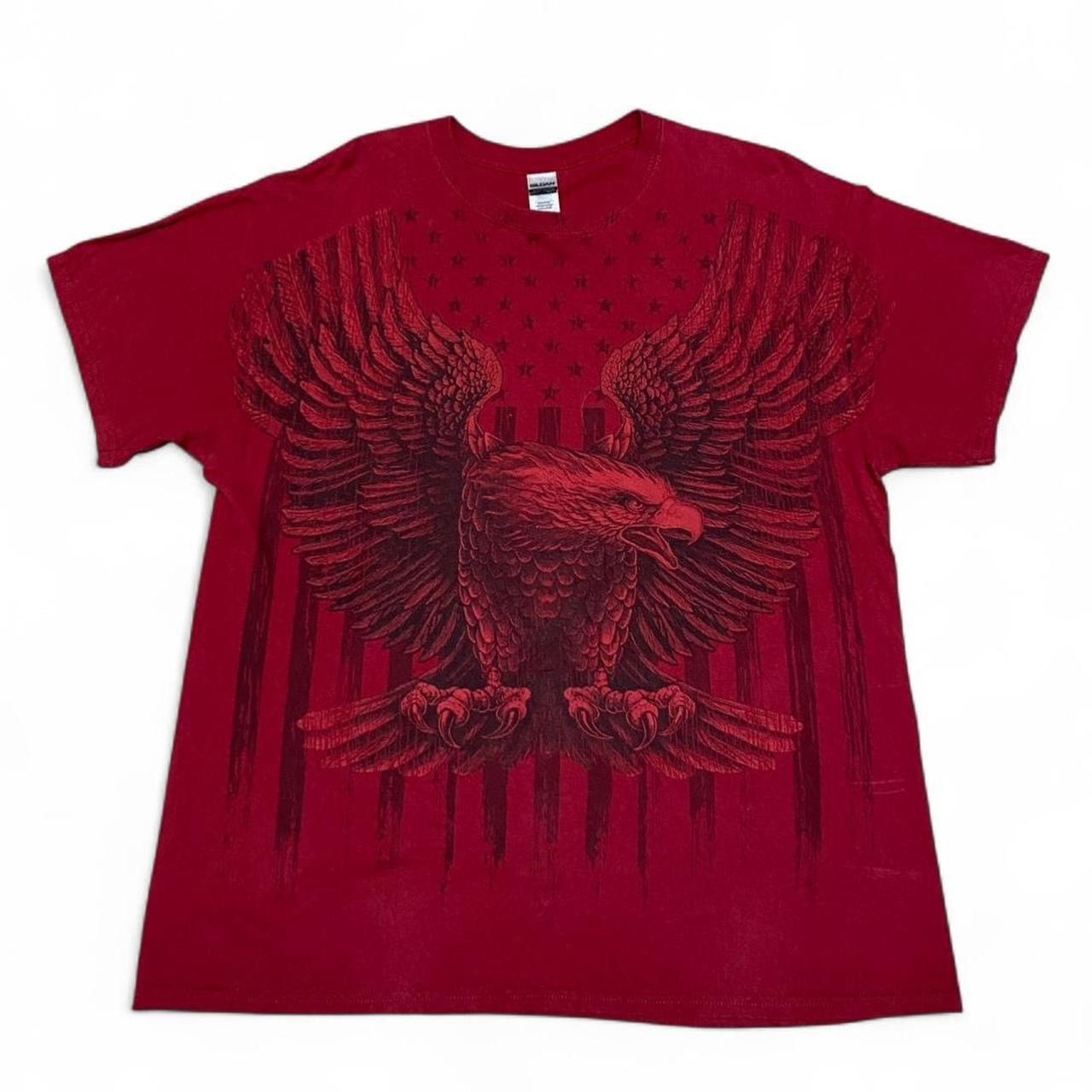 Gildan Y2K flying eagle motorcycles over print graphic red Tshirt Size US L / EU 52-54 / 3 - 1 Thumbnail