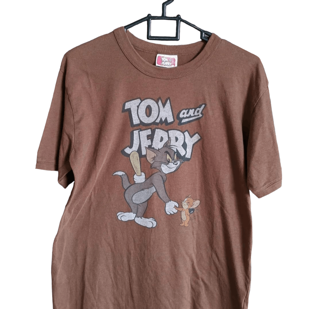 image of 1990X Clothing x Cartoon Network Vintage Tom And Jerry 90's Tee in Cokelat, Men's (Size Small)