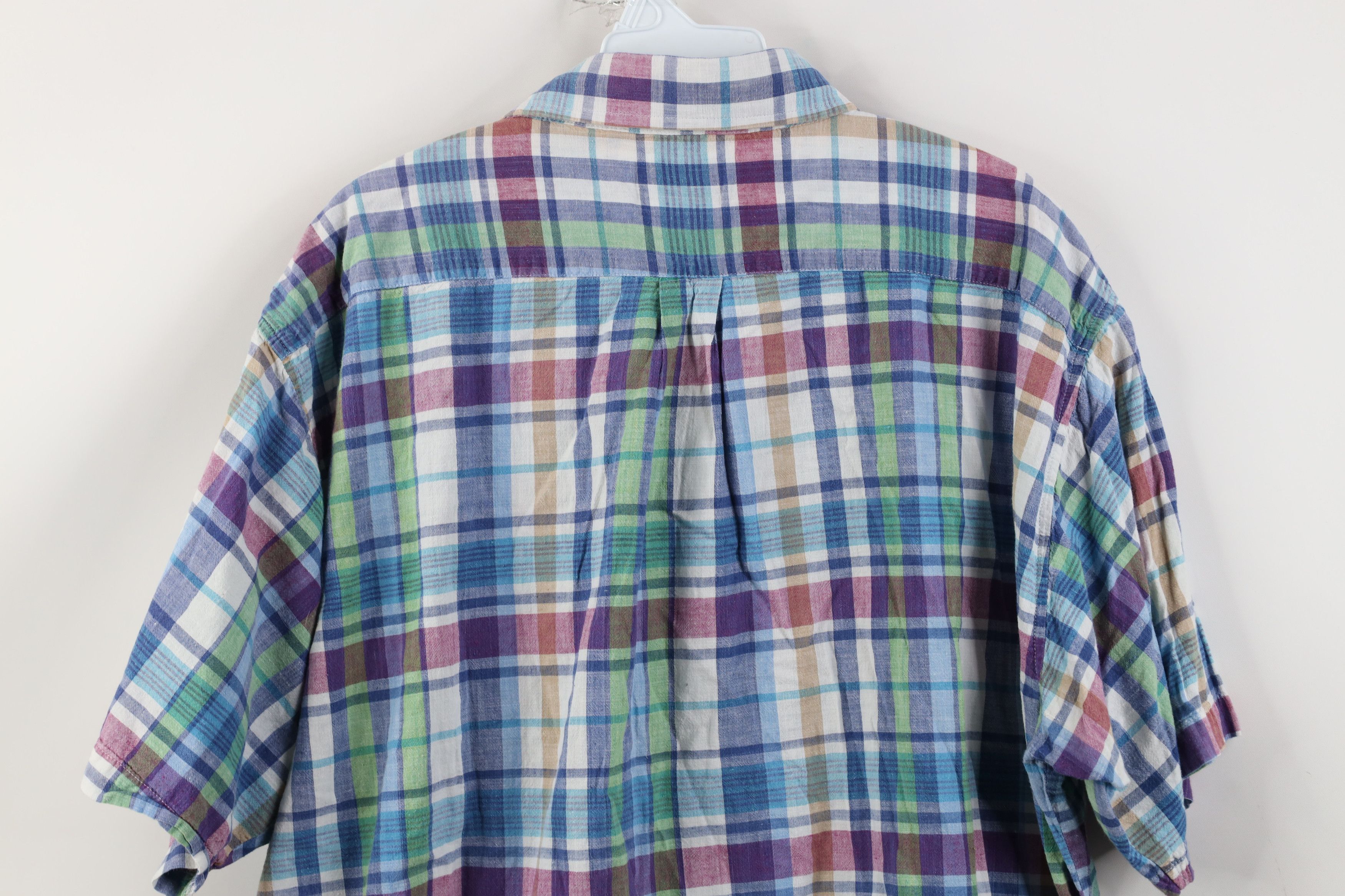 Vintage Vintage 90s Streetwear Madras Plaid Button Down Shirt Size US XXL / EU 58 / 5 - 11 Thumbnail