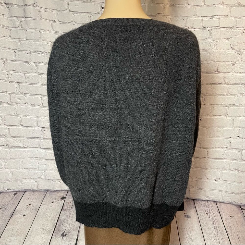 Duffy Gray Black Cashmere Long Sleeve Sweater Size M