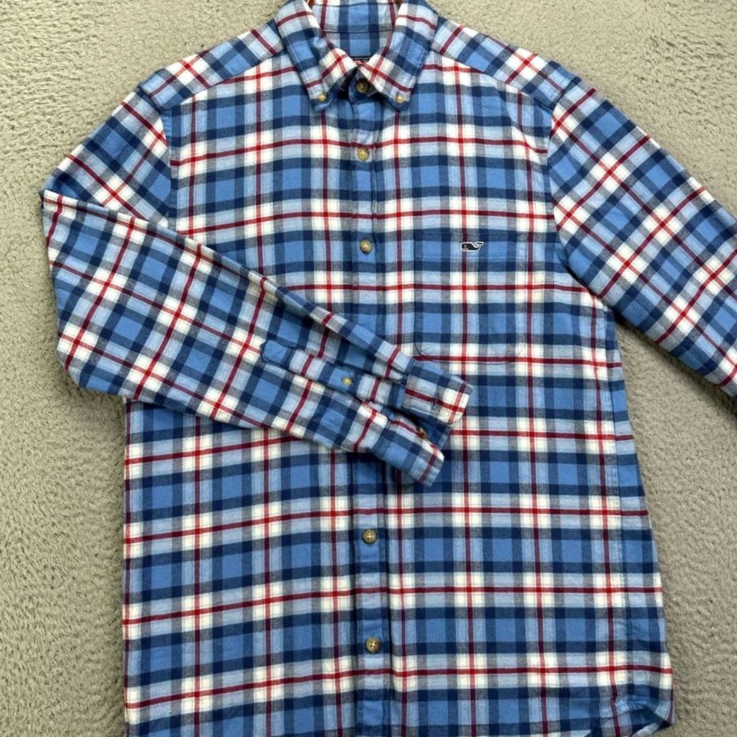 Vineyard Vines Vineyard Vines Flannel Shirt Men Small Blue Plaid Classic Fit Button-Down Pocket Shirt Size US S / EU 44-46 / 1 - 2 Thumbnail