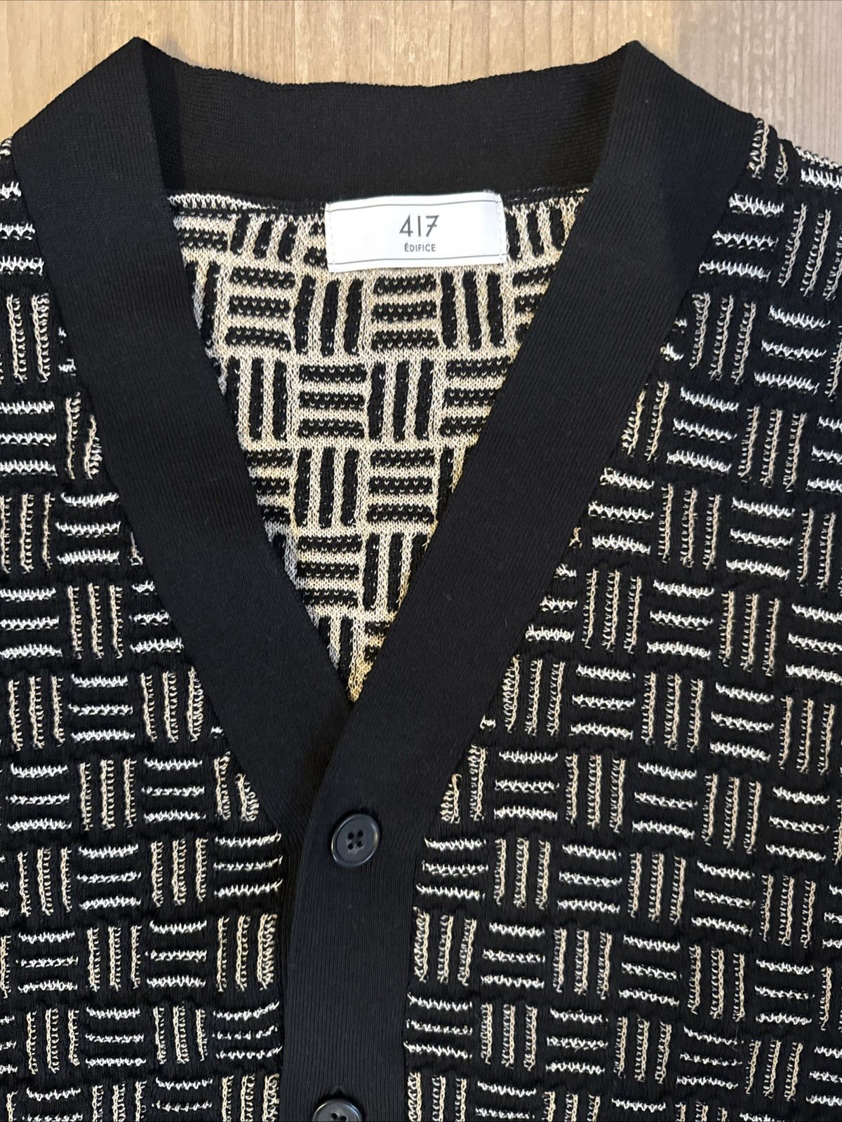 Edifice Japan 417 Edifice Black Patterned Cardigan (Size Large) Size US L / EU 52-54 / 3 - 2 Thumbnail