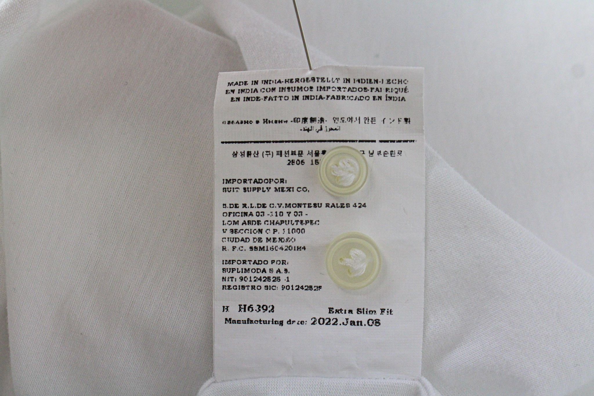 Suitsupply 37/14 1/2 Extra Slim Cotton White Casual Polo 72519 Size 38R - 7 Thumbnail