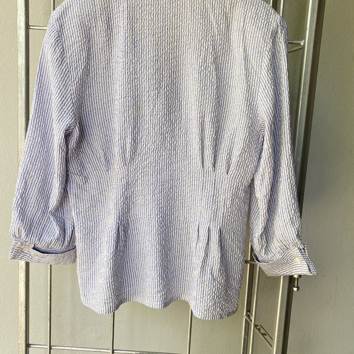 Celine CELINE Blue & White Striped Textured Blazer Shirt Size M / US 6-8 / IT 42-44 - 23 Thumbnail