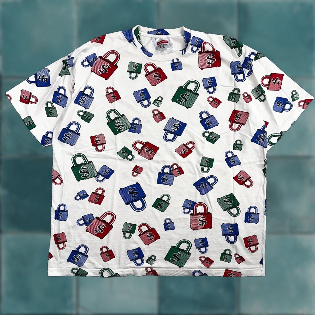 Vintage VINTAGE Money On Lock AOP T-Shirt 4XL White Rap Music 90s Mens Size US XXL / EU 58 / 5 - 1 Thumbnail