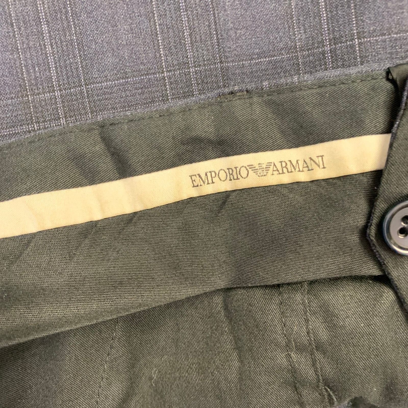 Emporio Armani Size 34 Navy Plaid Wool Slim Tapered Zip Fly Dress Pants Size US 34 / EU 50 - 6 Thumbnail