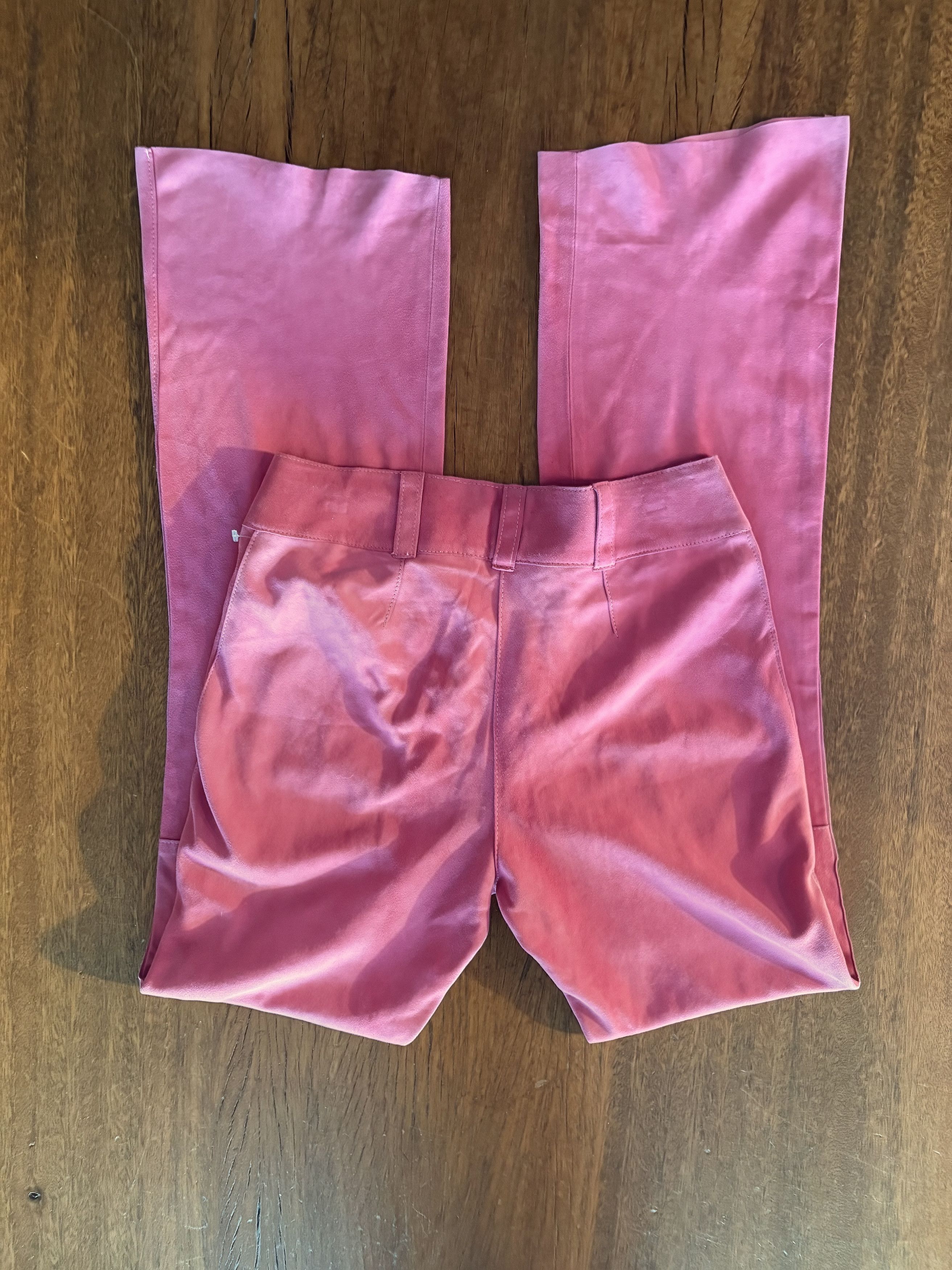 Dolce & Gabbana D&G Dolce & Gabbana Pink Suede Leather Flare Pants Size 27" / US 4 / IT 40 - 3 Thumbnail
