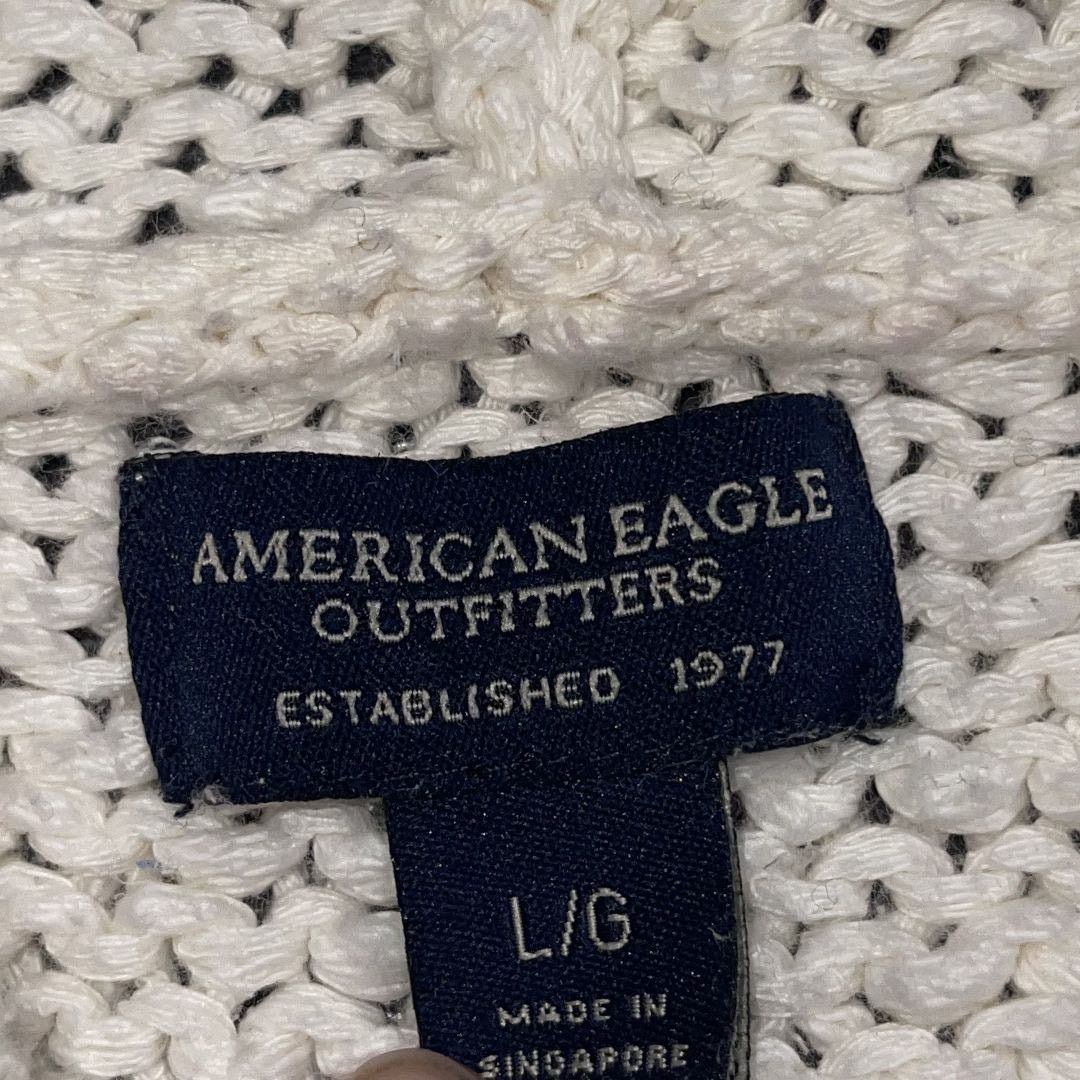American Eagle Outfitters Chunky Open Knit Pullover Hooded Sweater SZ L Y2K 90s Size L / US 10 / IT 46 - 3 Thumbnail