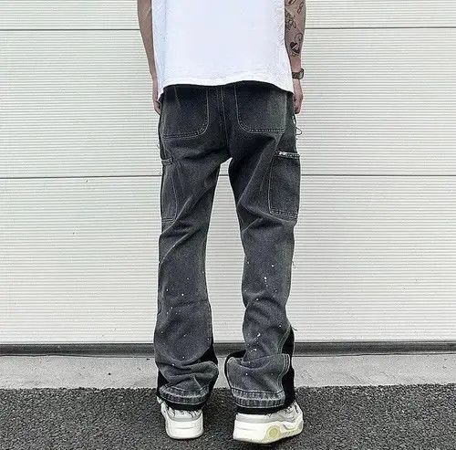 VIBE Black Graffiti Wide Jeans Size US 32 / EU 48 - 3 Thumbnail