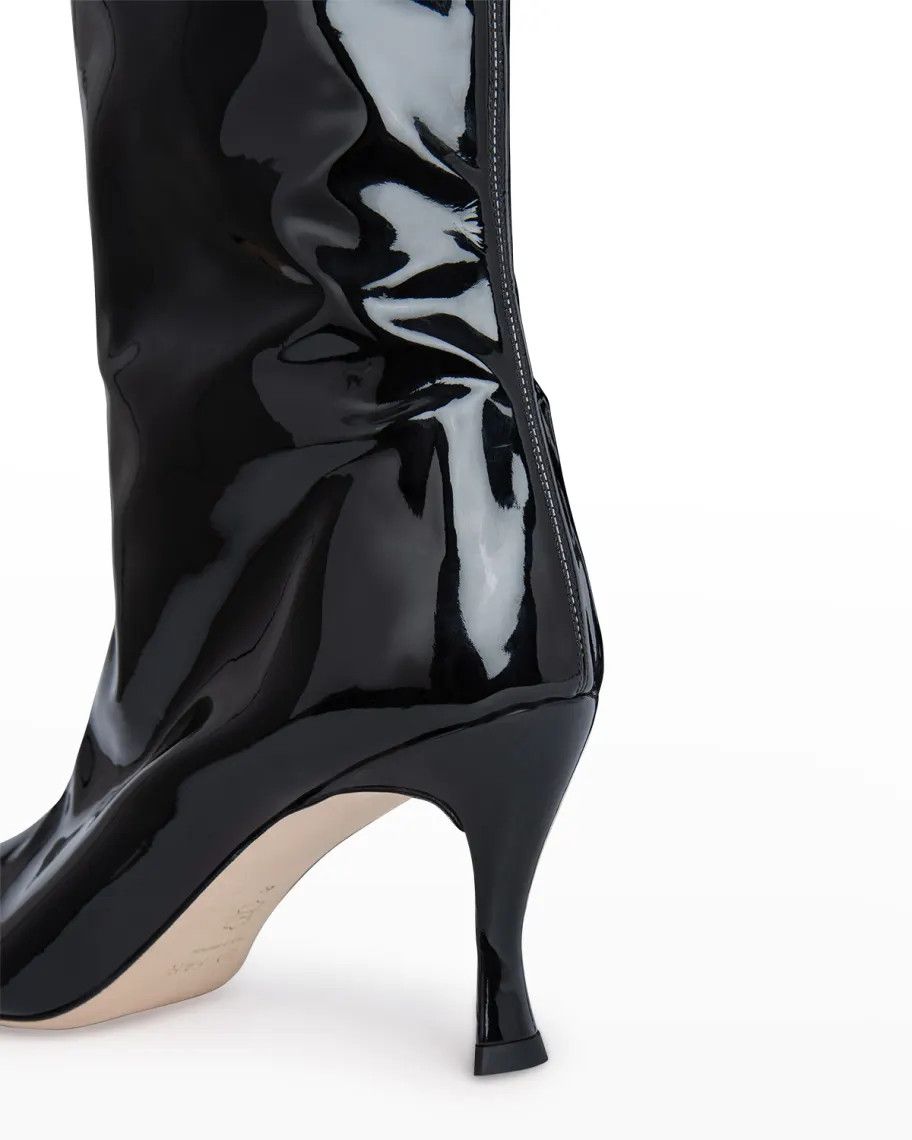 By Far o1mle0824 Stevie 99 Patent Leather Boots in Black Size US 7 / IT 37 - 4 Thumbnail