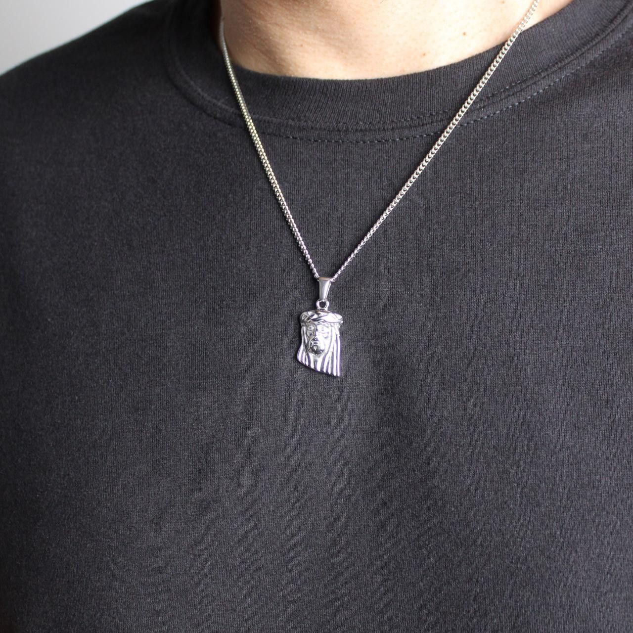 Jewelry Silver Jesus Piece Pendant Chain Necklace Size ONE SIZE - 1 Thumbnail