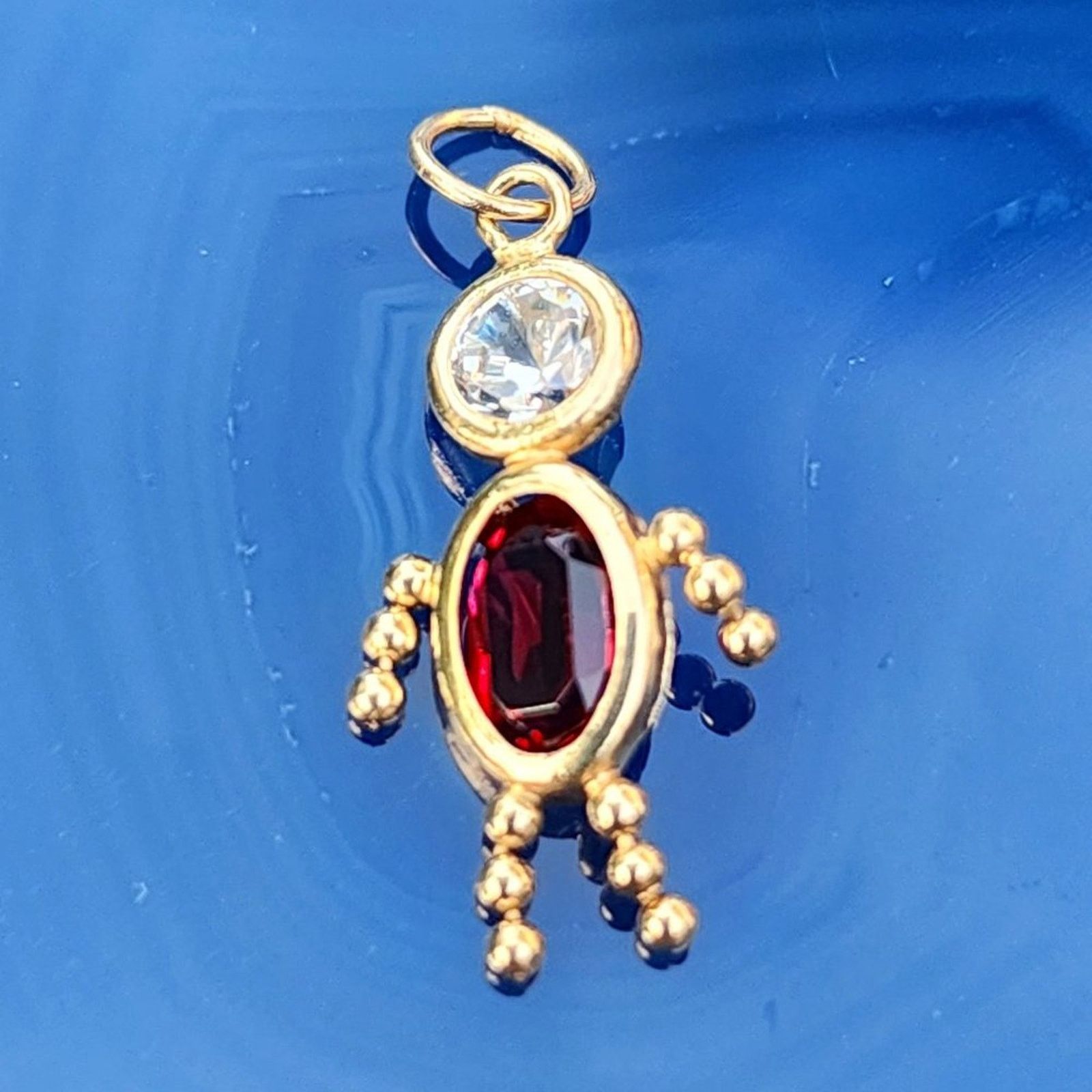 Vintage 14K Yellow Gold Boy Girl Birth Stone Charm Pendant Vintage Size ONE SIZE - 5 Thumbnail