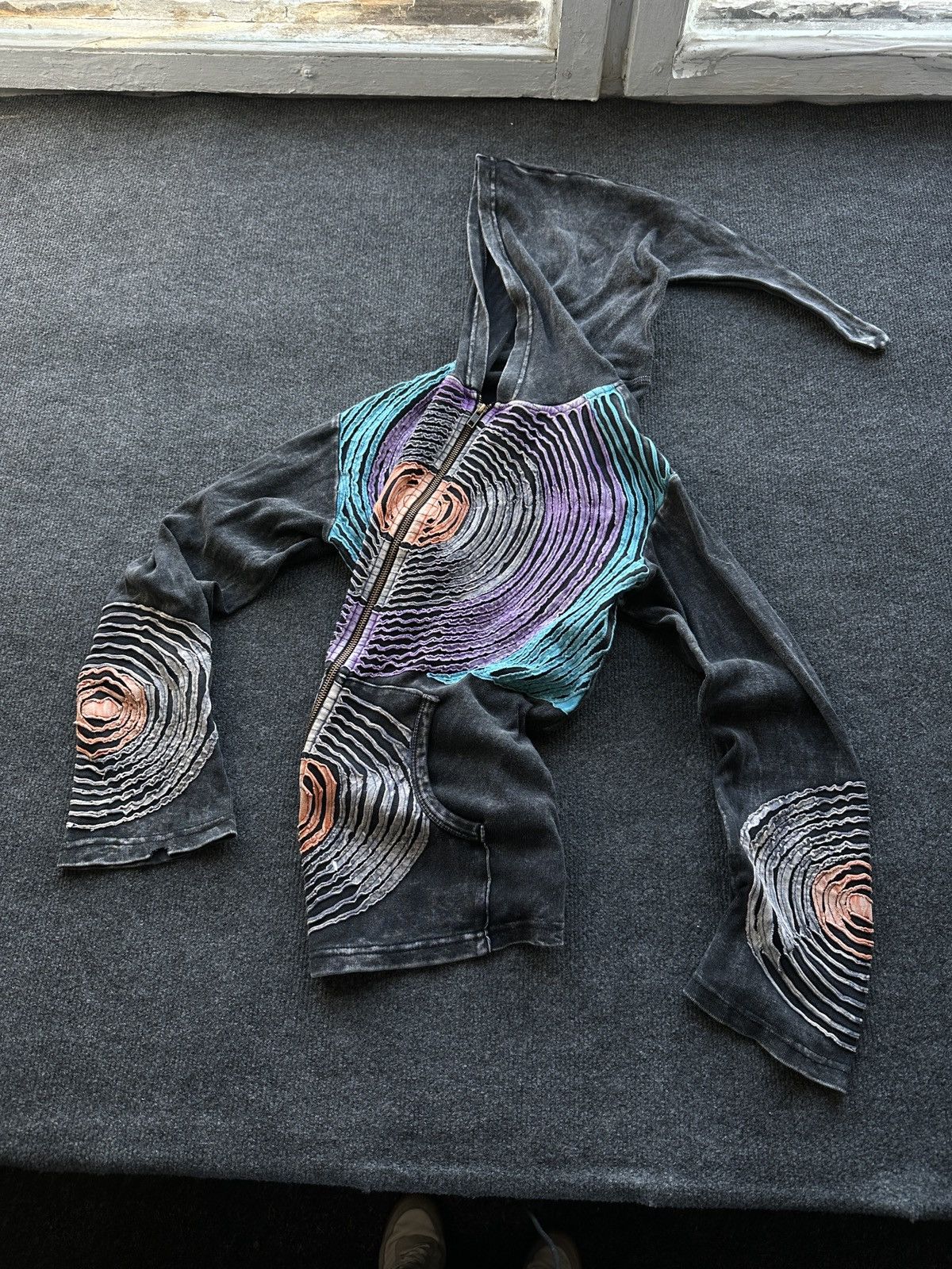 Other 🚨 OPIUM Y2K WOMEN FLARED ZIP HOODIE AVANT GARDE Size L / US 10 / IT 46 - 1 Thumbnail
