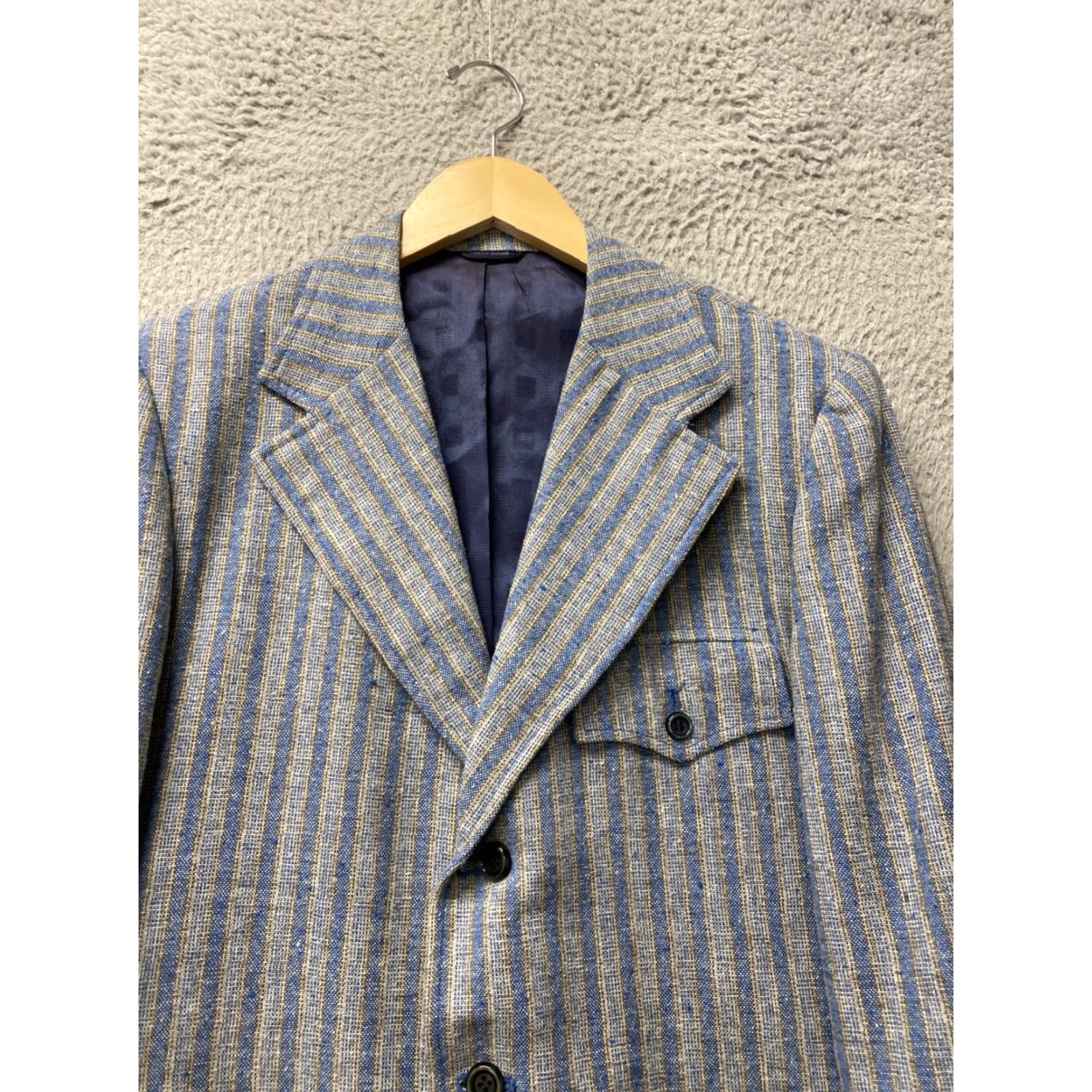 Lee VINTAGE Lee Wald Striped Sport Jacket Blazer 38R Aqua Gray 1980s Mens Size 38R - 2 Thumbnail