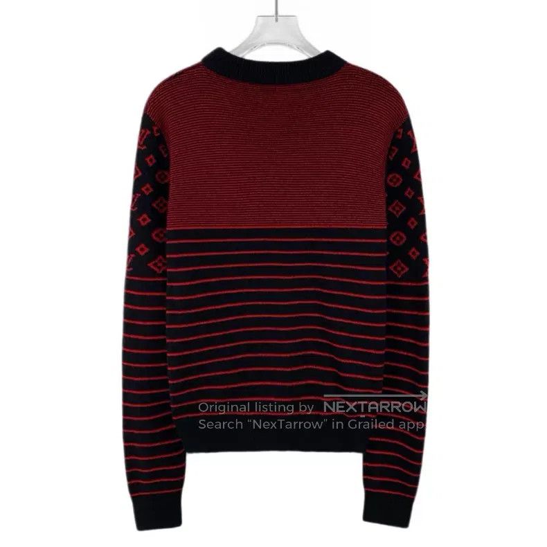 Louis Vuitton Louis Vuitton Crimson striped logo aged cashmere crewneck Size US M / EU 48-50 / 2 - 2 Thumbnail
