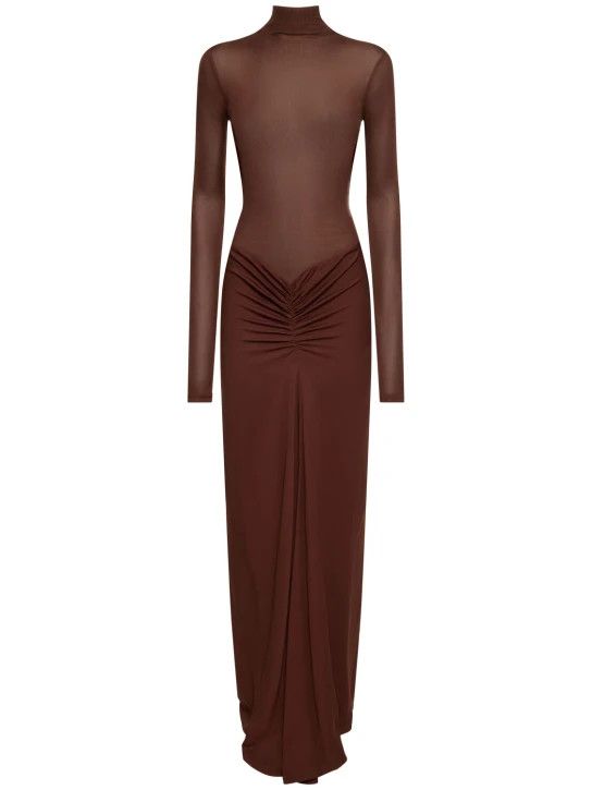 Christopher Esber o1mle0824 Fusion L/S Gathered Dress in Brown Size XS / US 0-2 / IT 36-38 - 1 Thumbnail
