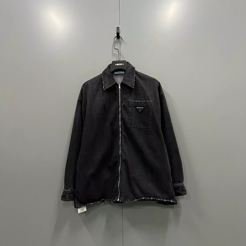 Prada Prada Size 36 Triangle logo denim shirt size 36 2502-Nexta Size US XXS / EU 40 - 1 Thumbnail