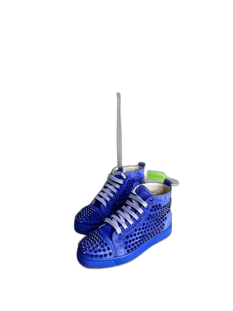 Christian Louboutin Christian Louboutin Blue High-Top Studded Sneakers Size US 10 / EU 43 - 1 Thumbnail