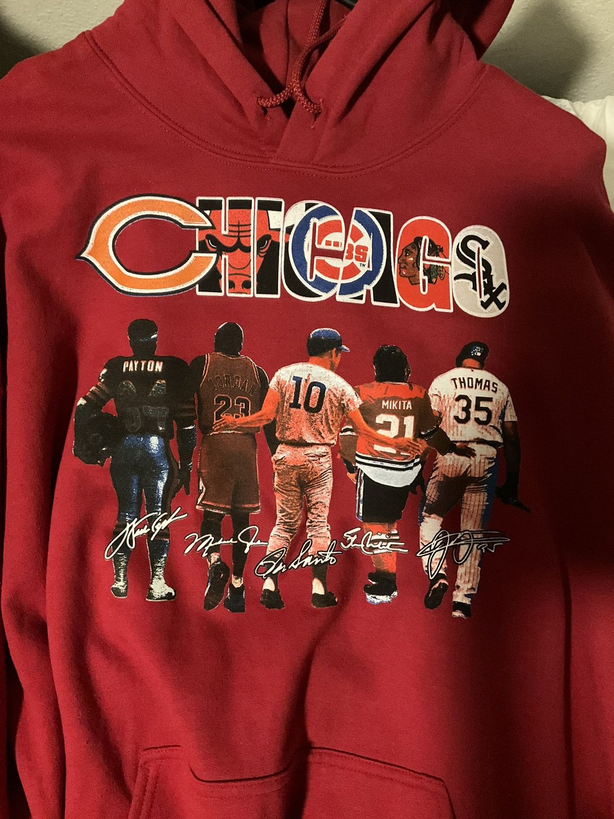 Gildan × Vintage Red Chicago sports icons hoodie sweatshirt Size US L / EU 52-54 / 3 - 3 Thumbnail
