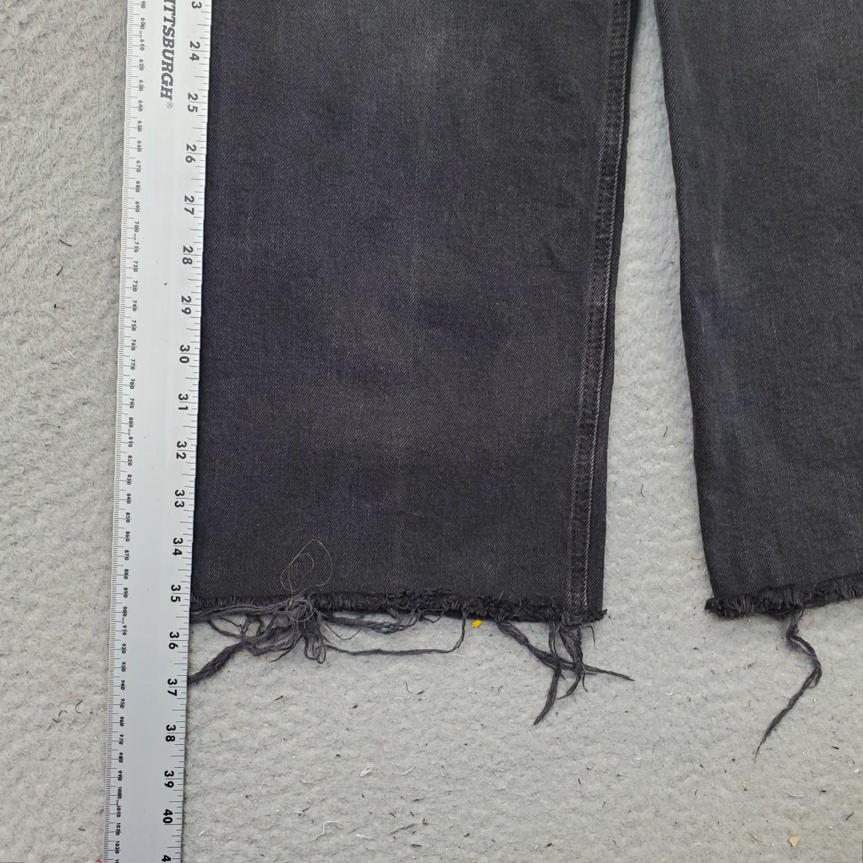 Old Navy Old Navy Jeans Womens 0 Black Denim Stretch Raw Hem Extra High Rise Wide Leg Jeans Size 25" / US 0 / IT 36 - 3 Thumbnail